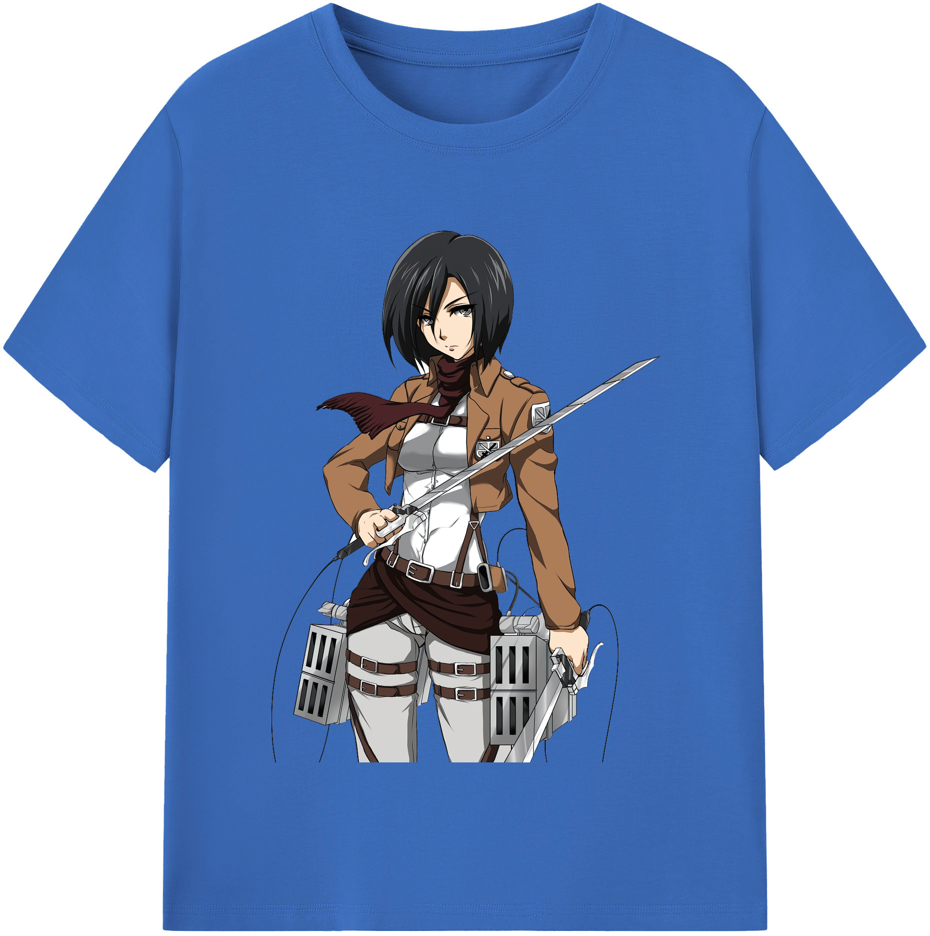 （画像用） 進撃の巨人 ミカサ·アッカーマン Attack on Titan Mikasa Ackerman 綿100％半袖Tシャツ（フロントプリント）