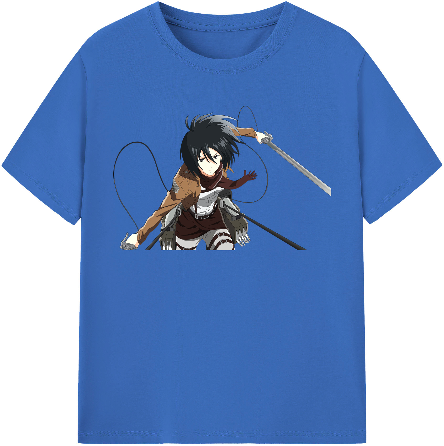 （画像用） 進撃の巨人 ミカサ·アッカーマン Attack on Titan Mikasa Ackerman 綿100％半袖Tシャツ（フロントプリント）