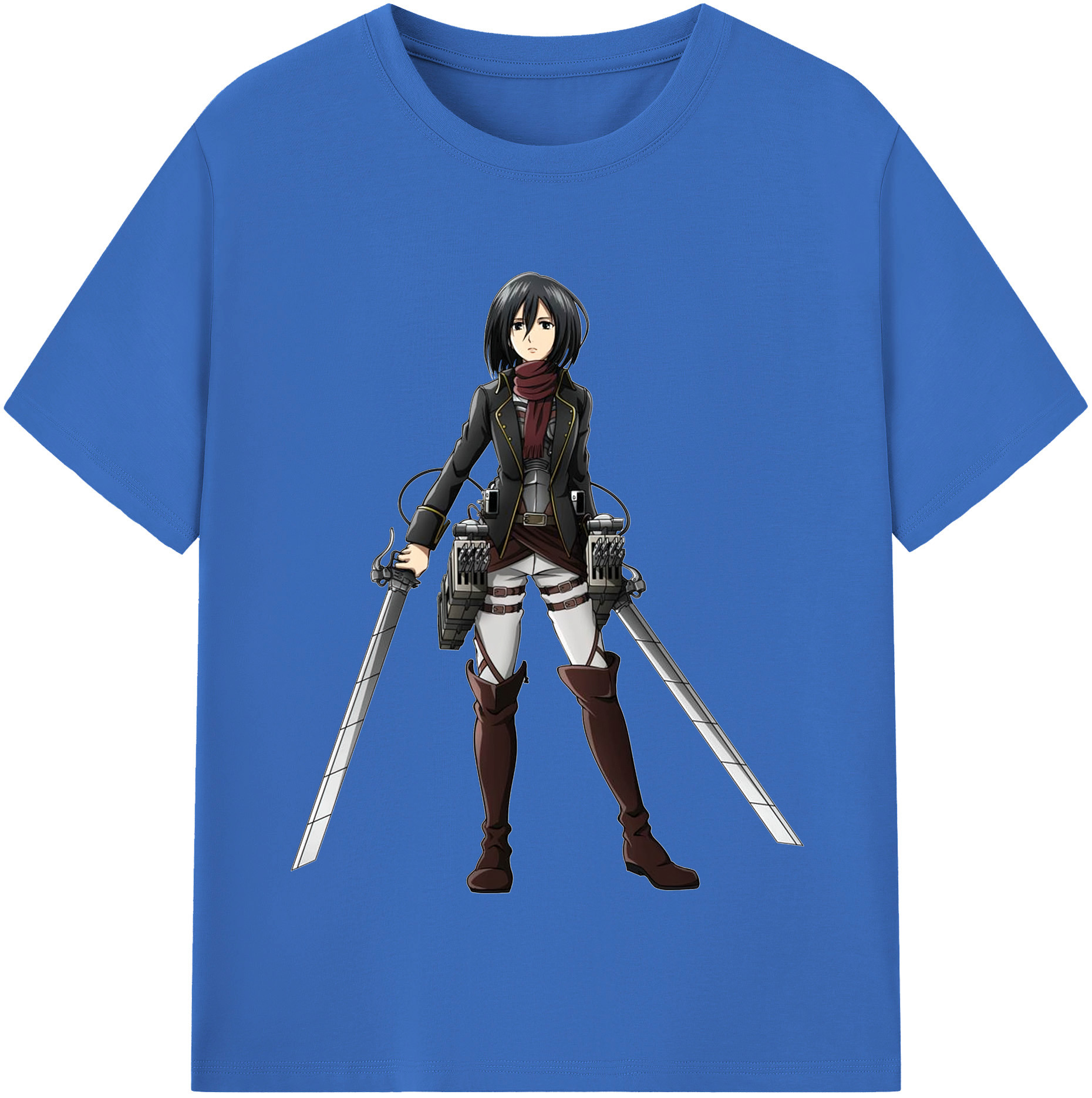 （画像用） 進撃の巨人 ミカサ·アッカーマン Attack on Titan Mikasa Ackerman 綿100％半袖Tシャツ（フロントプリント）