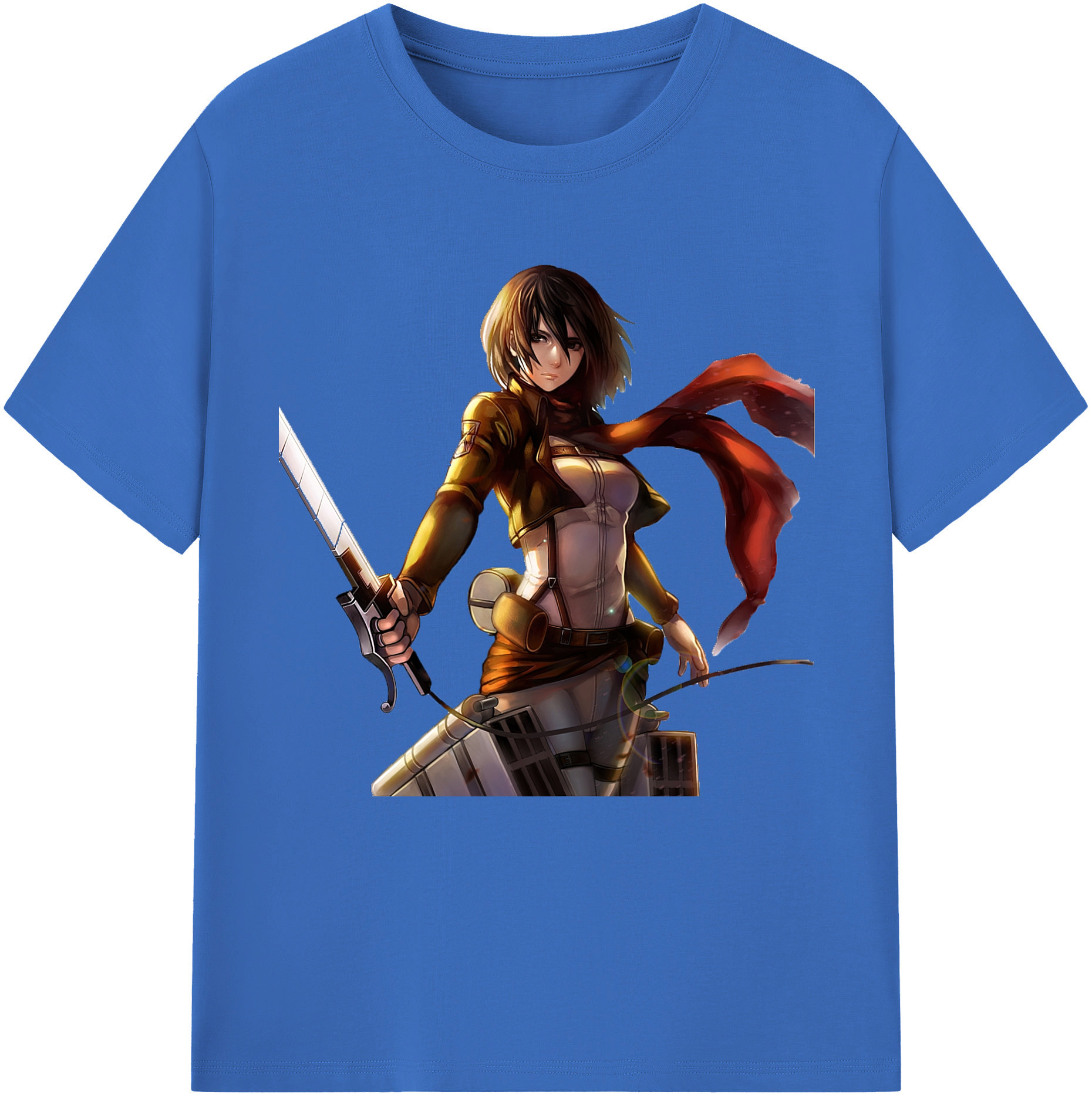 （画像用） 進撃の巨人 ミカサ·アッカーマン Attack on Titan Mikasa Ackerman 綿100％半袖Tシャツ（フロントプリント）