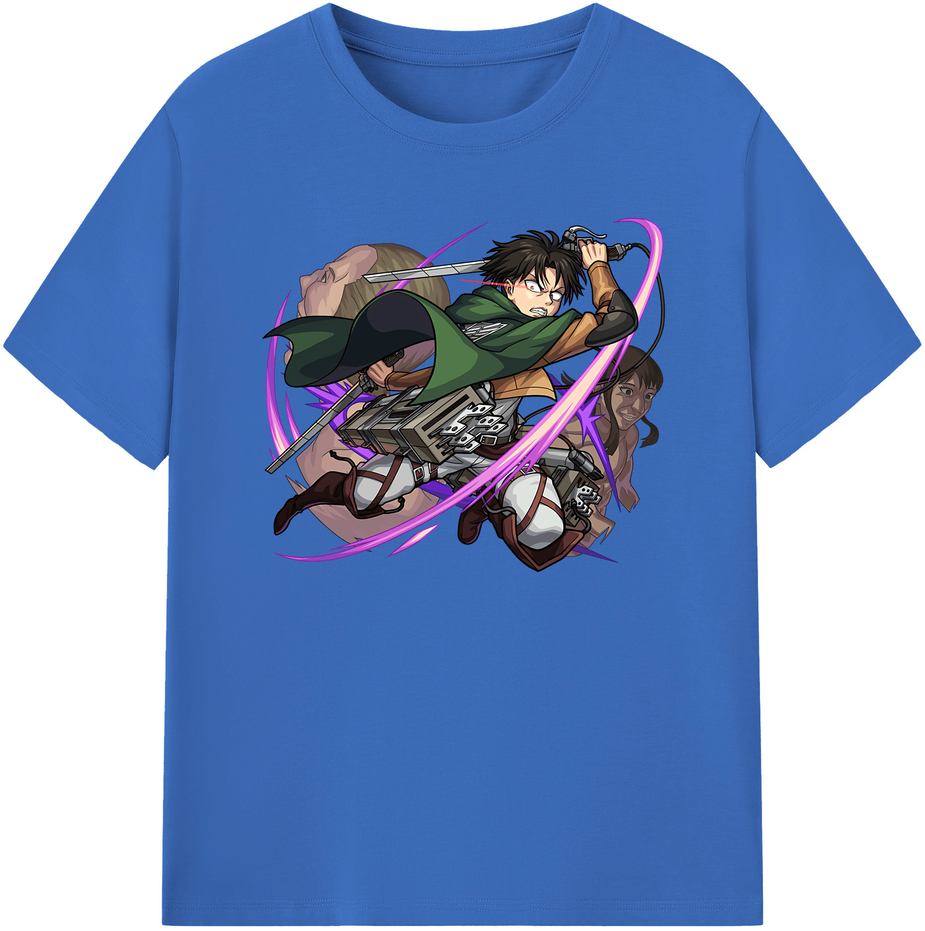 （画像用） 進撃の巨人 リヴァイ·アッカーマン Attack on Titan Levi Ackerman 綿100％半袖Tシャツ（フロントプリント）