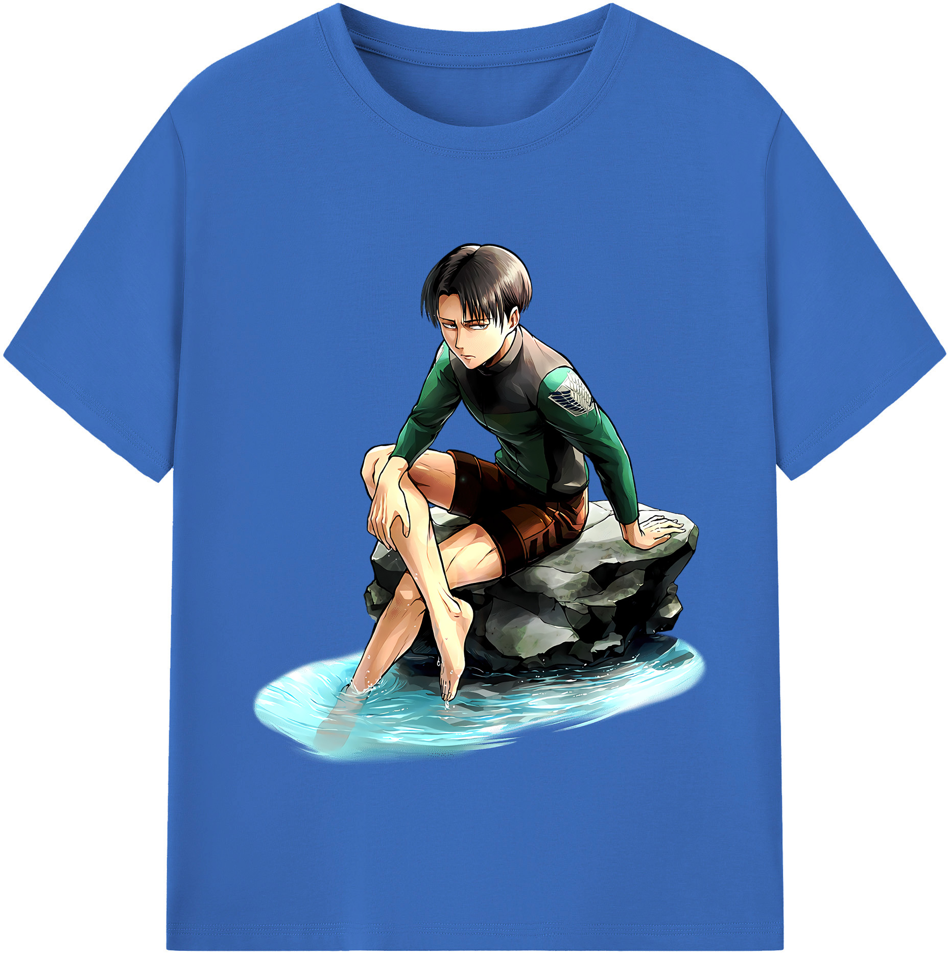 （画像用） 進撃の巨人 リヴァイ·アッカーマン Attack on Titan Levi Ackerman 綿100％半袖Tシャツ（フロントプリント）