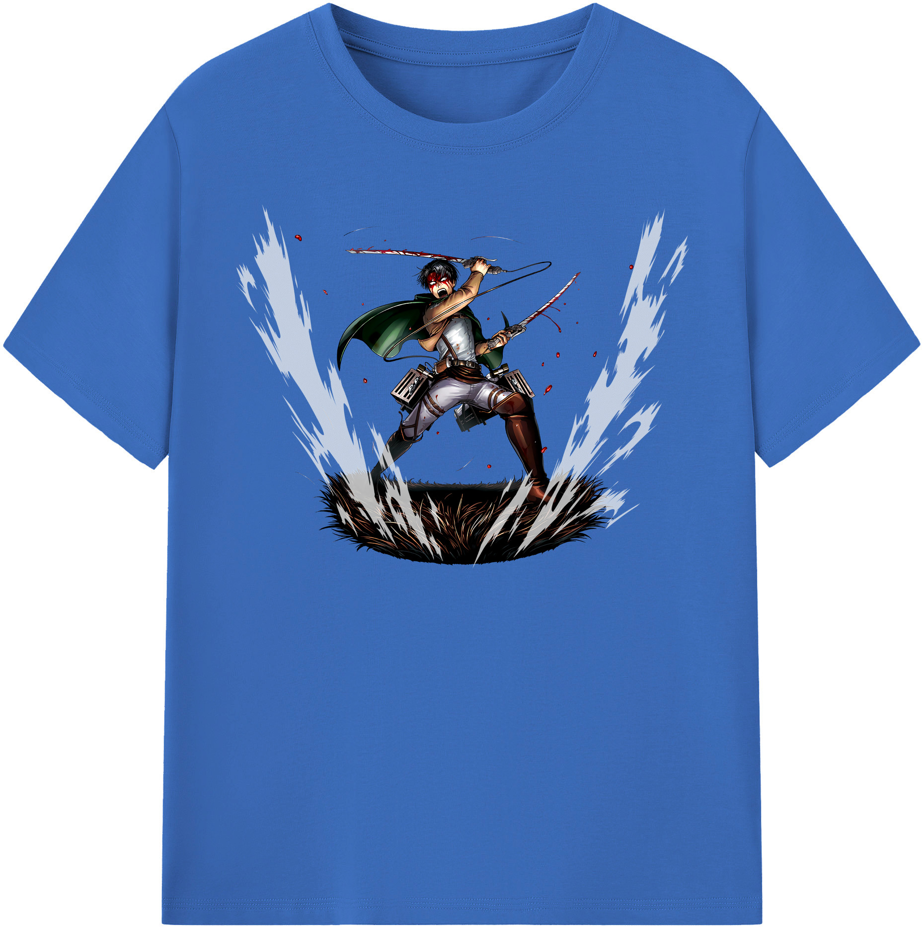 （画像用） 進撃の巨人 リヴァイ·アッカーマン Attack on Titan Levi Ackerman 綿100％半袖Tシャツ（フロントプリント）