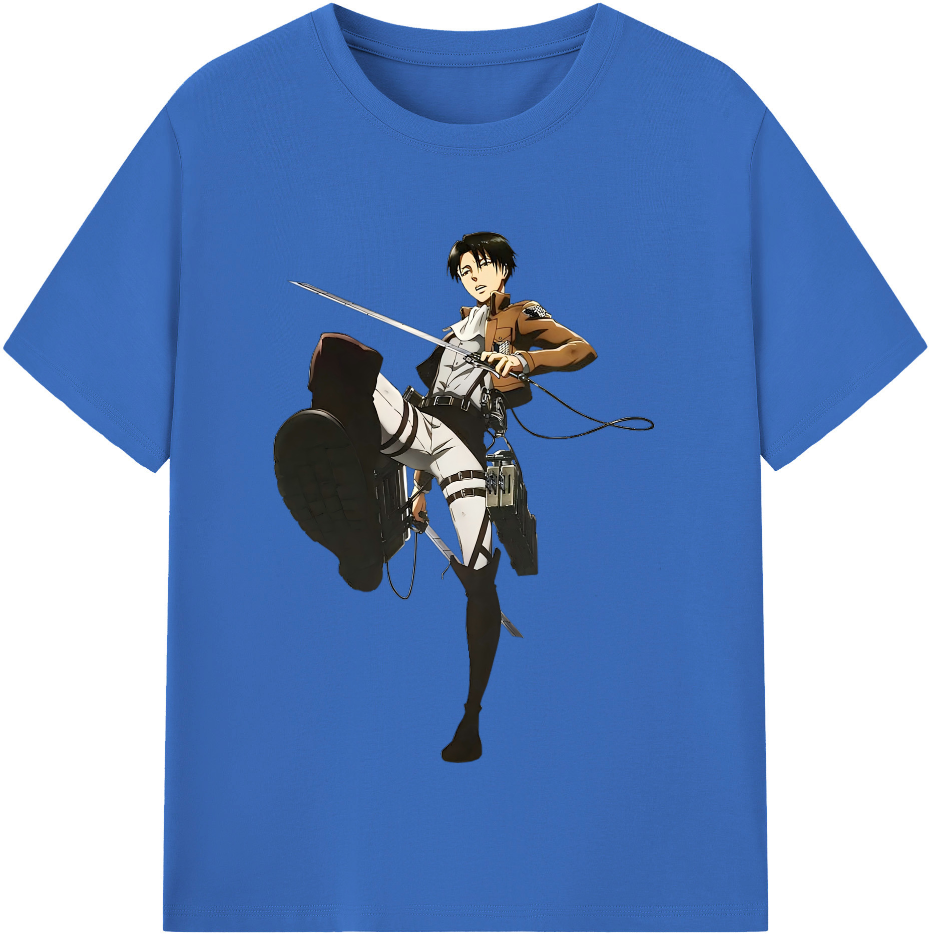 （画像用） 進撃の巨人 リヴァイ·アッカーマン Attack on Titan Levi Ackerman 綿100％半袖Tシャツ（フロントプリント）