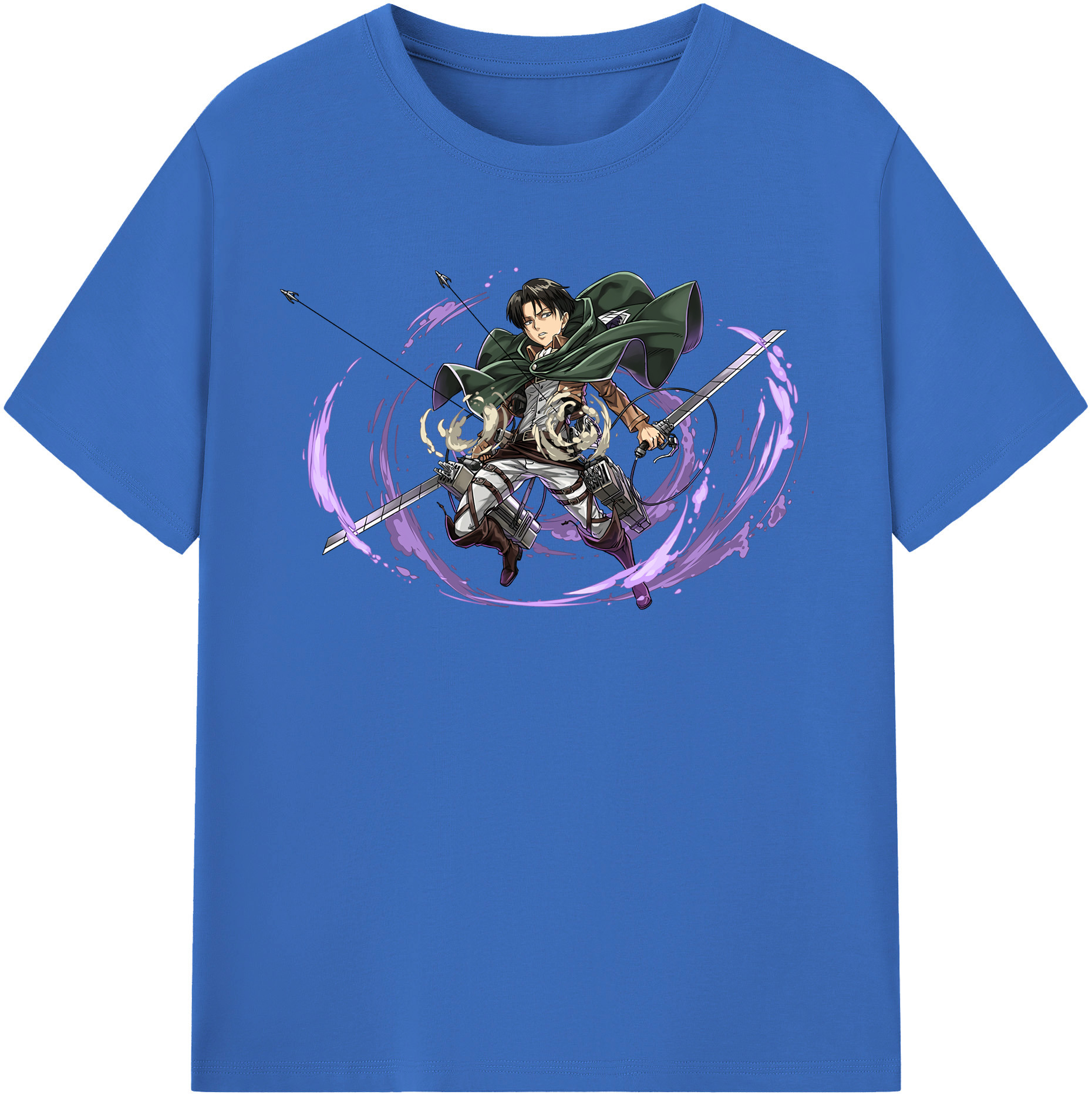 （画像用） 進撃の巨人 リヴァイ·アッカーマン Attack on Titan Levi Ackerman 綿100％半袖Tシャツ（フロントプリント）