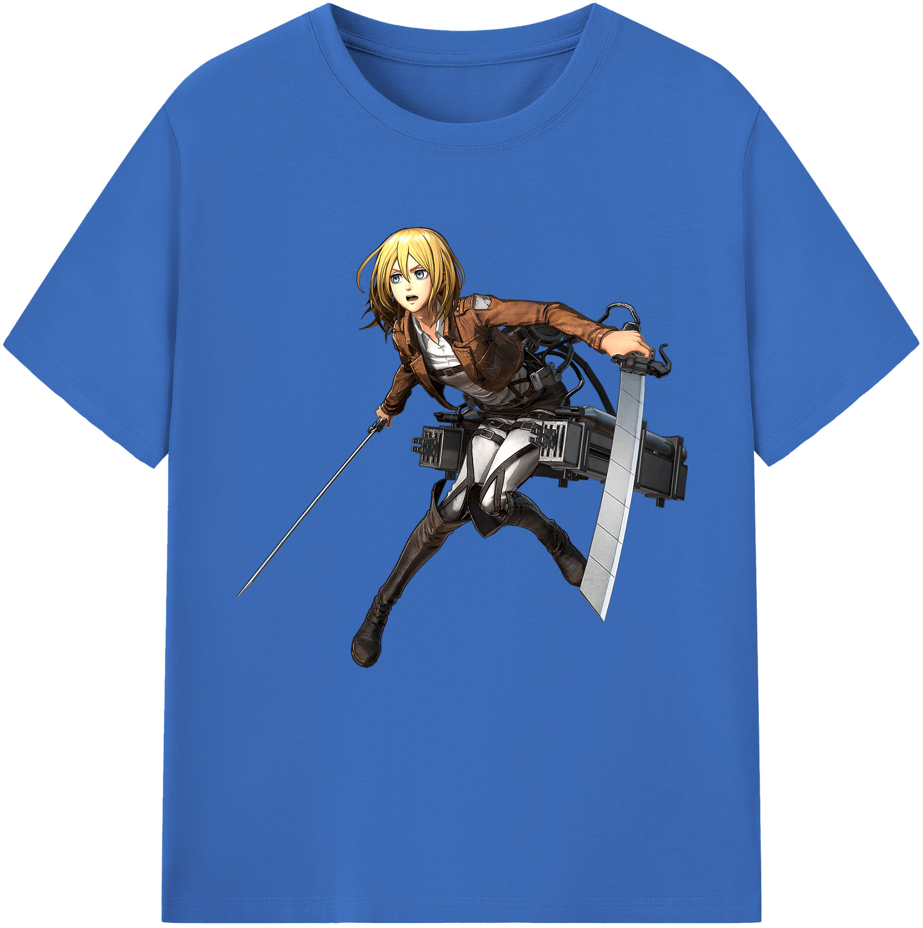 （画像用） 進撃の巨人 クリスタ·レンズ Attack on Titan Christa Lenz 綿100％半袖Tシャツ（フロントプリント）