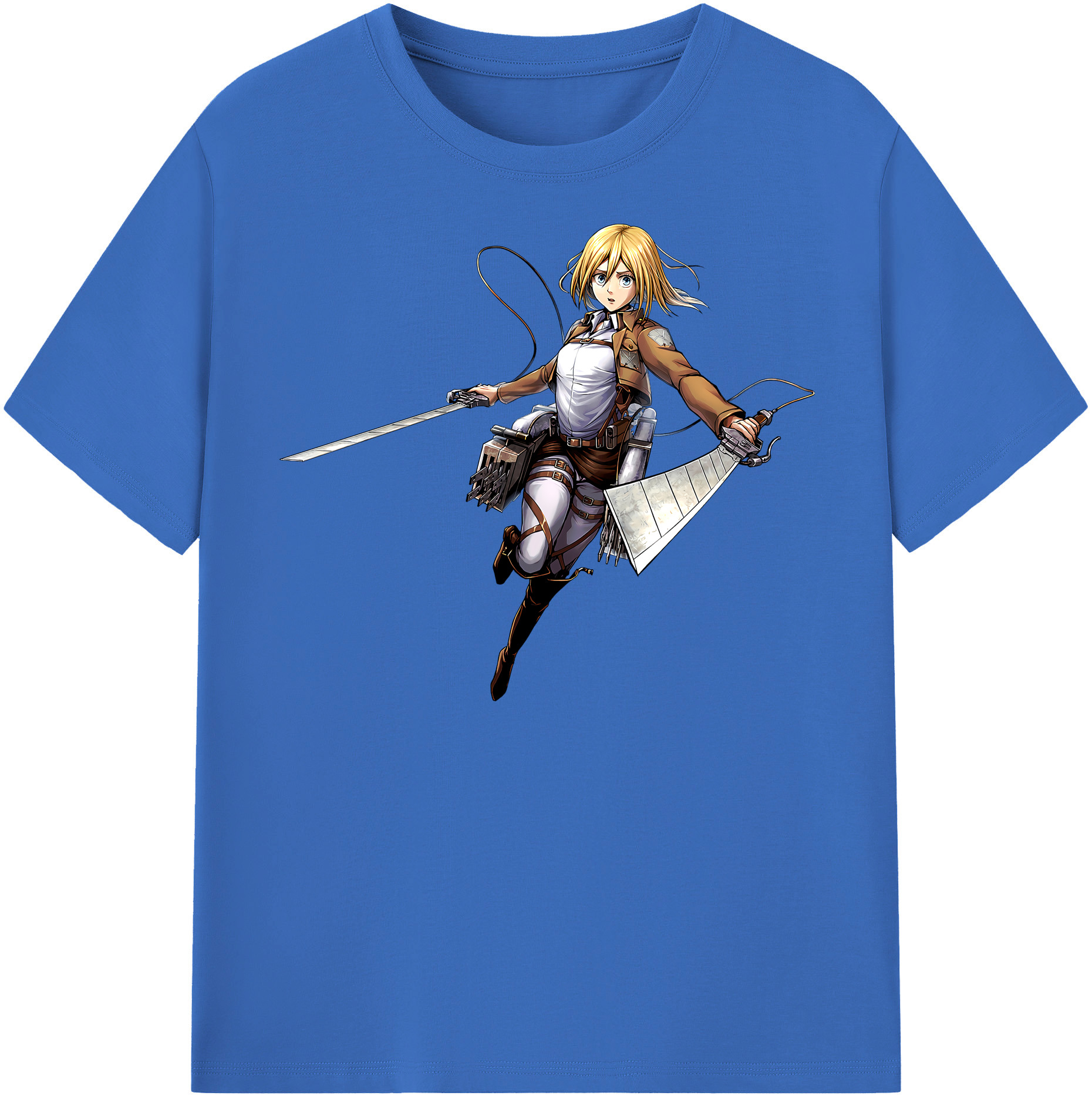 （画像用） 進撃の巨人 クリスタ·レンズ Attack on Titan Christa Lenz 綿100％半袖Tシャツ（フロントプリント）
