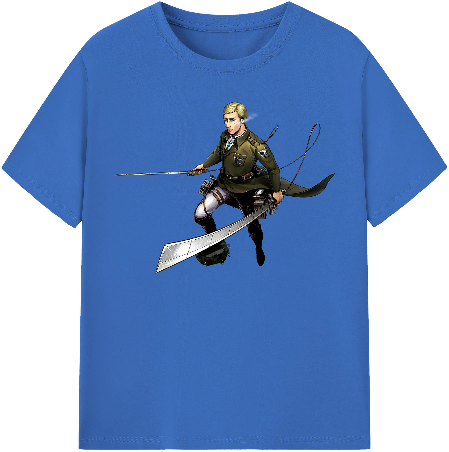 （画像用） 進撃の巨人 エルヴィン・スミス Attack on Titan Erwin Smith 綿100％半袖Tシャツ（フロントプリント）