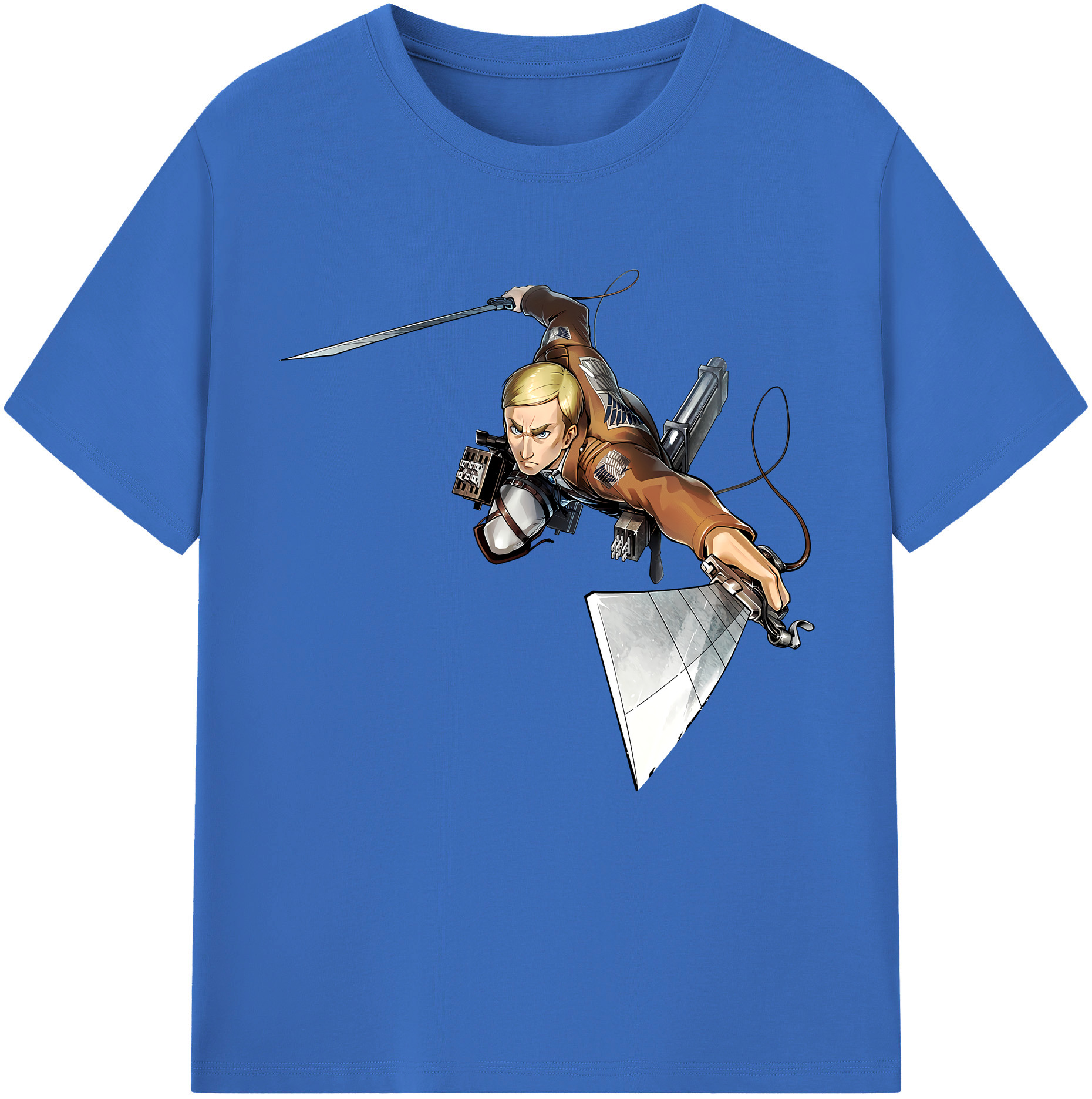 （画像用） 進撃の巨人 エルヴィン・スミス Attack on Titan Erwin Smith 綿100％半袖Tシャツ（フロントプリント）