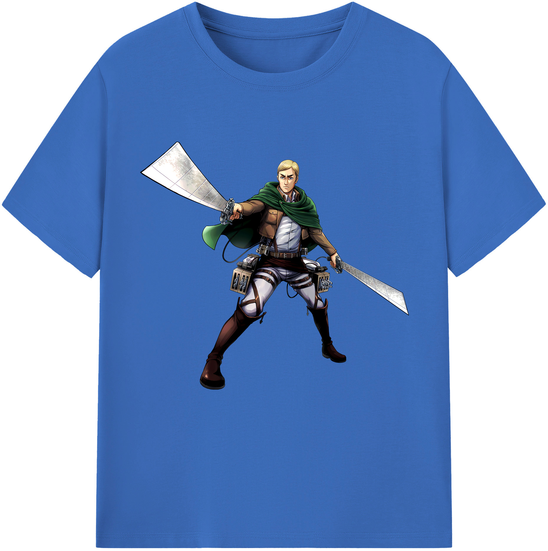 （画像用） 進撃の巨人 エルヴィン・スミス Attack on Titan Erwin Smith 綿100％半袖Tシャツ（フロントプリント）