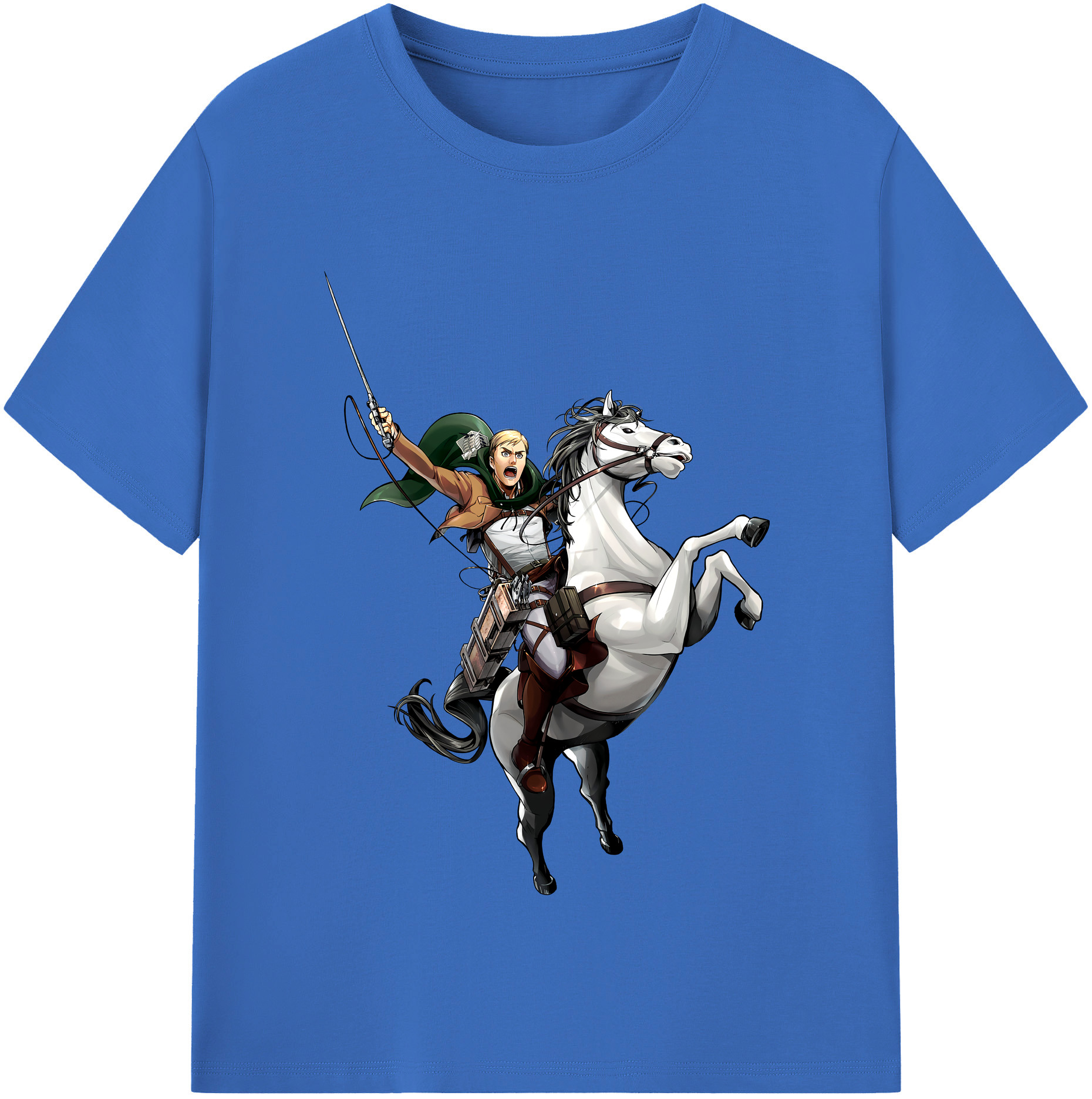 （画像用） 進撃の巨人 エルヴィン・スミス Attack on Titan Erwin Smith 綿100％半袖Tシャツ（フロントプリント）