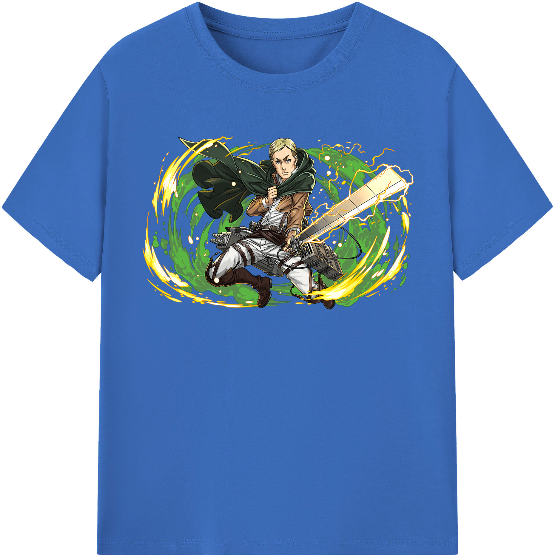 （画像用） 進撃の巨人 エルヴィン・スミス Attack on Titan Erwin Smith 綿100％半袖Tシャツ（フロントプリント）