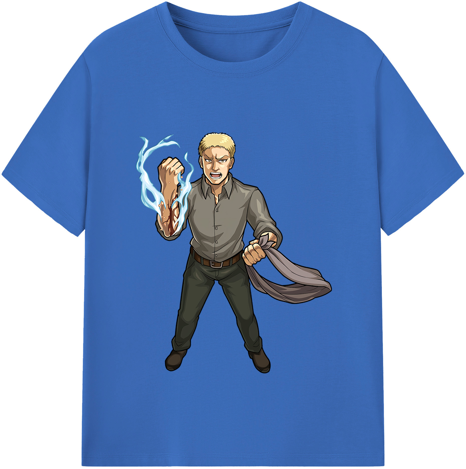 （画像用） 進撃の巨人 ライナー・ブラウン Attack on Titan Reiner Braun 綿100％半袖Tシャツ（フロントプリント）