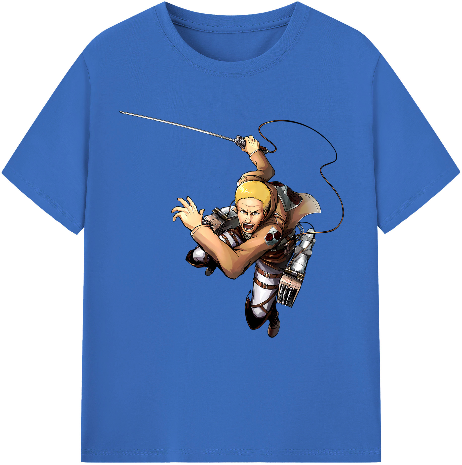 （画像用） 進撃の巨人 ハンネス Attack on Titan Hannes 綿100％半袖Tシャツ（フロントプリント）