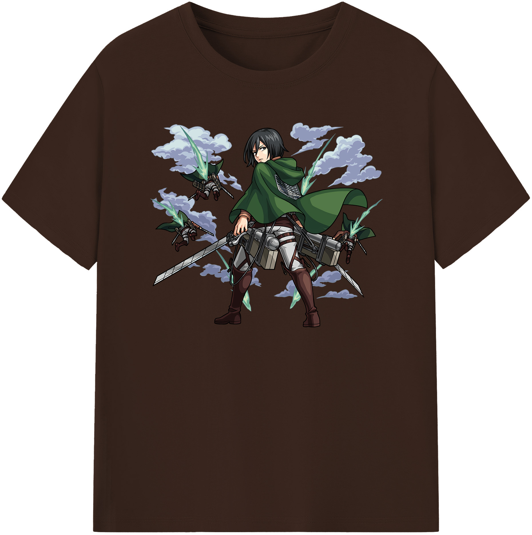 （画像用） 進撃の巨人 ミカサ·アッカーマン Attack on Titan Mikasa Ackerman 綿100％半袖Tシャツ（フロントプリント）