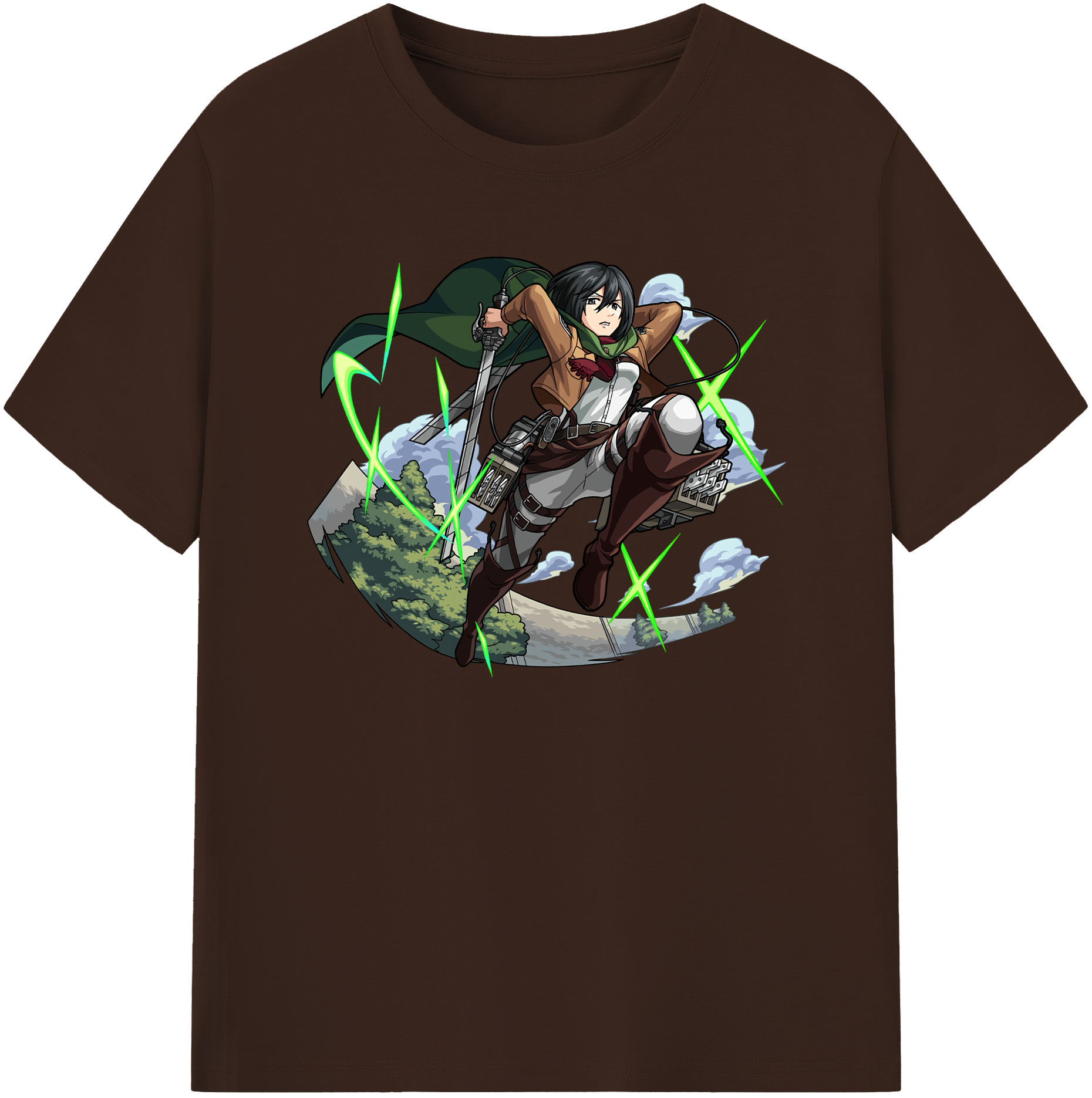 （画像用） 進撃の巨人 ミカサ·アッカーマン Attack on Titan Mikasa Ackerman 綿100％半袖Tシャツ（フロントプリント）