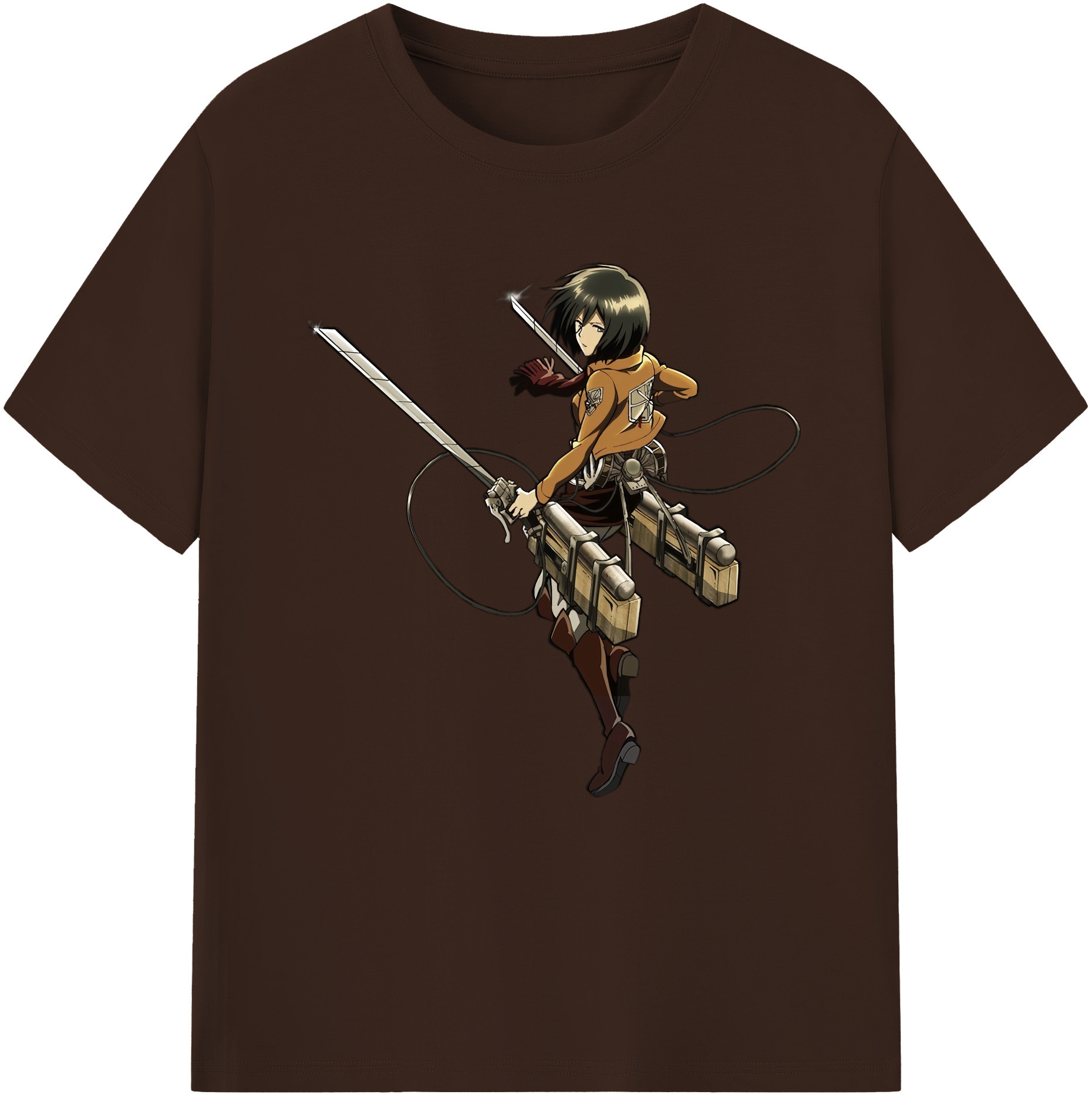 （画像用） 進撃の巨人 ミカサ·アッカーマン Attack on Titan Mikasa Ackerman 綿100％半袖Tシャツ（フロントプリント）