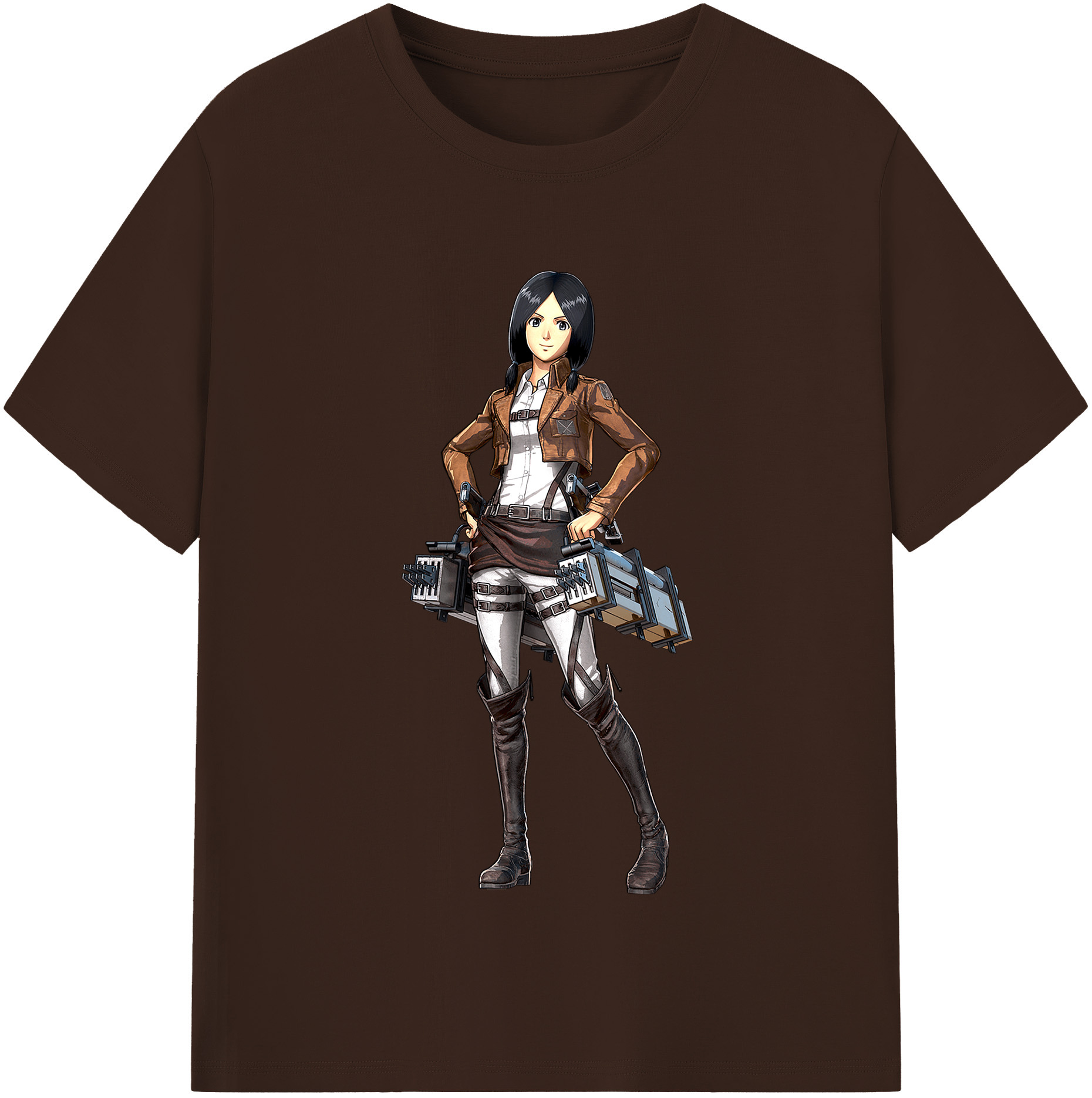 （画像用） 進撃の巨人 ミカサ·アッカーマン Attack on Titan Mikasa Ackerman 綿100％半袖Tシャツ（フロントプリント）