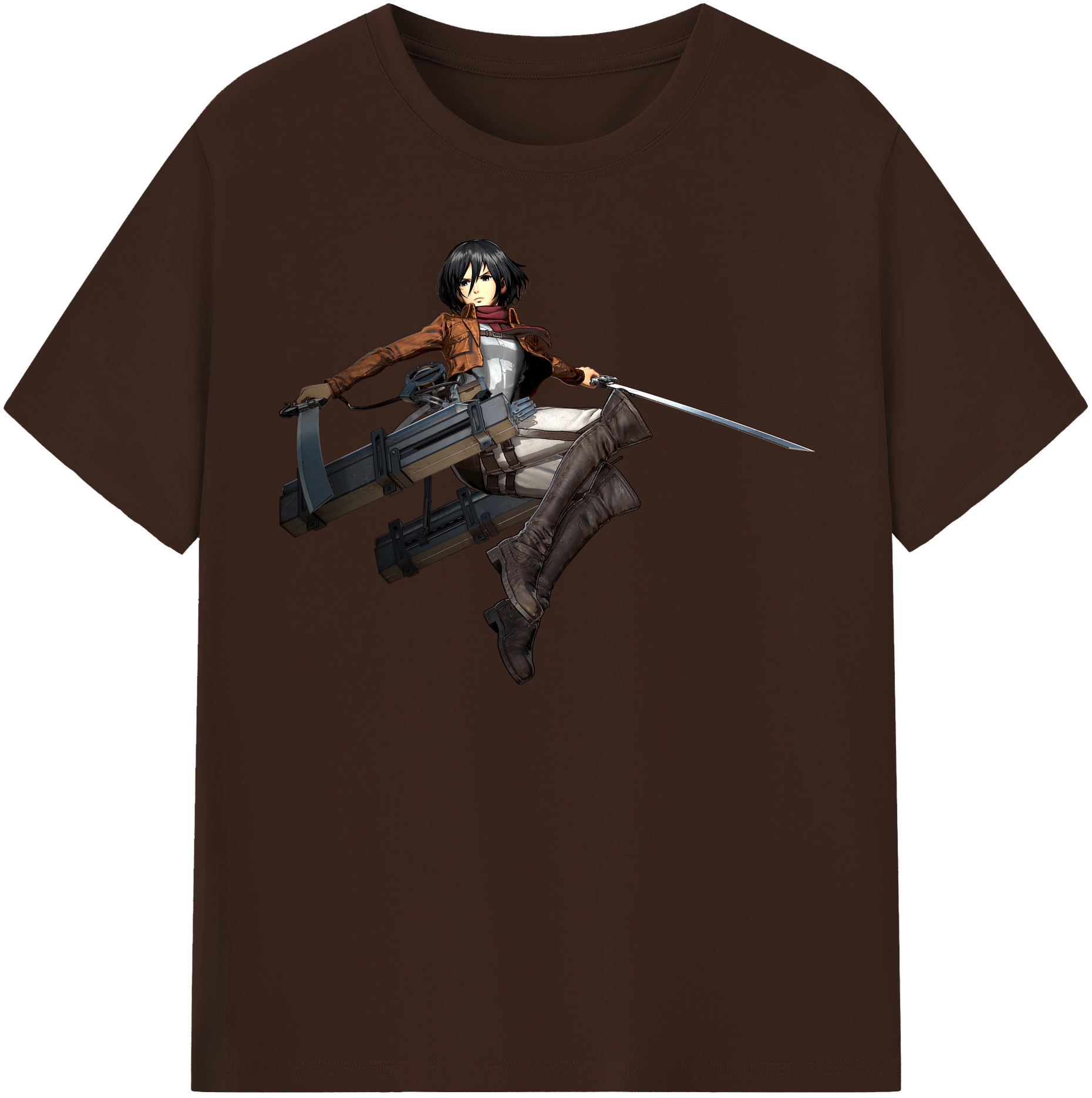 （画像用） 進撃の巨人 ミカサ·アッカーマン Attack on Titan Mikasa Ackerman 綿100％半袖Tシャツ（フロントプリント）