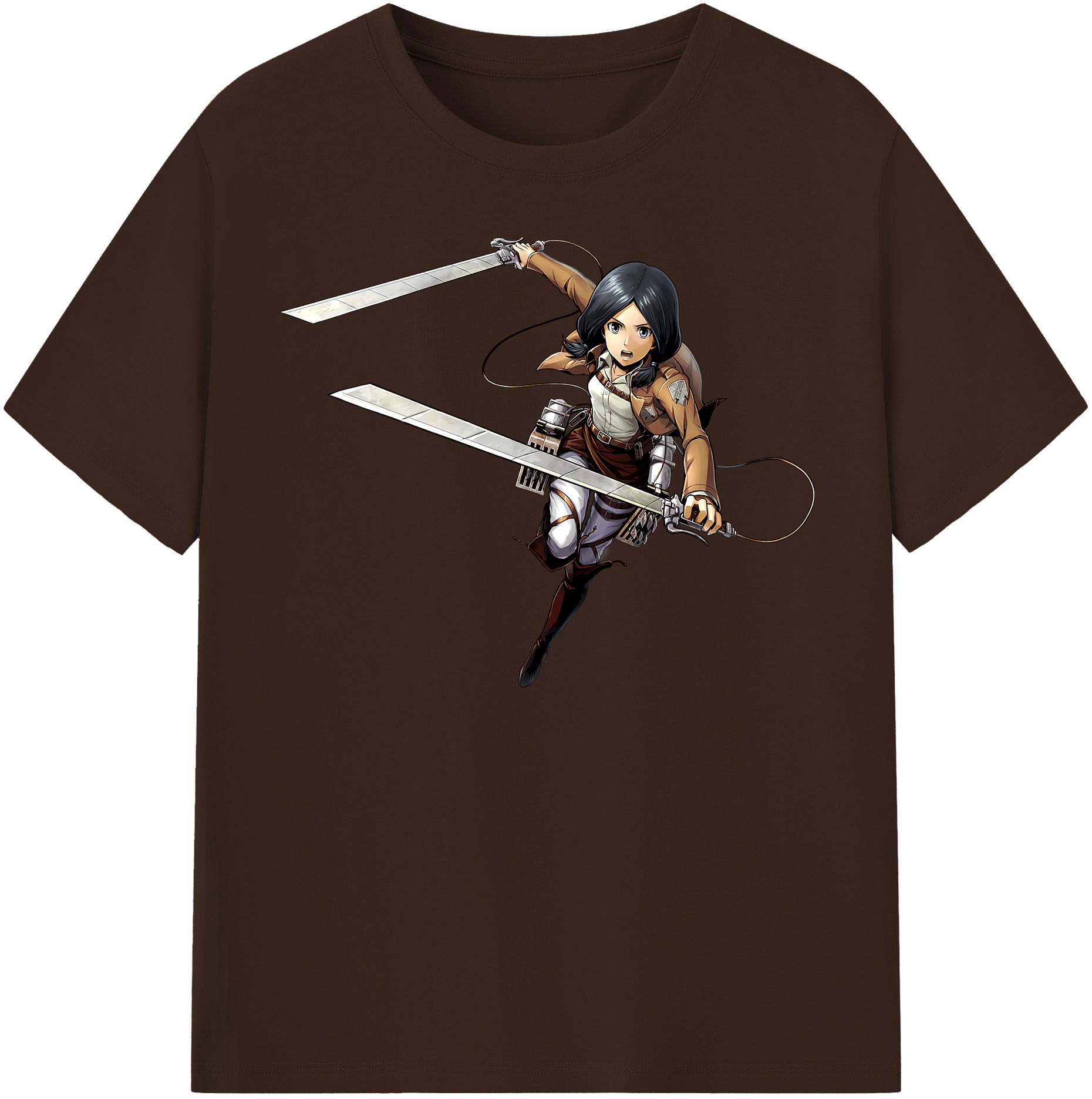 （画像用） 進撃の巨人 ミカサ·アッカーマン Attack on Titan Mikasa Ackerman 綿100％半袖Tシャツ（フロントプリント）