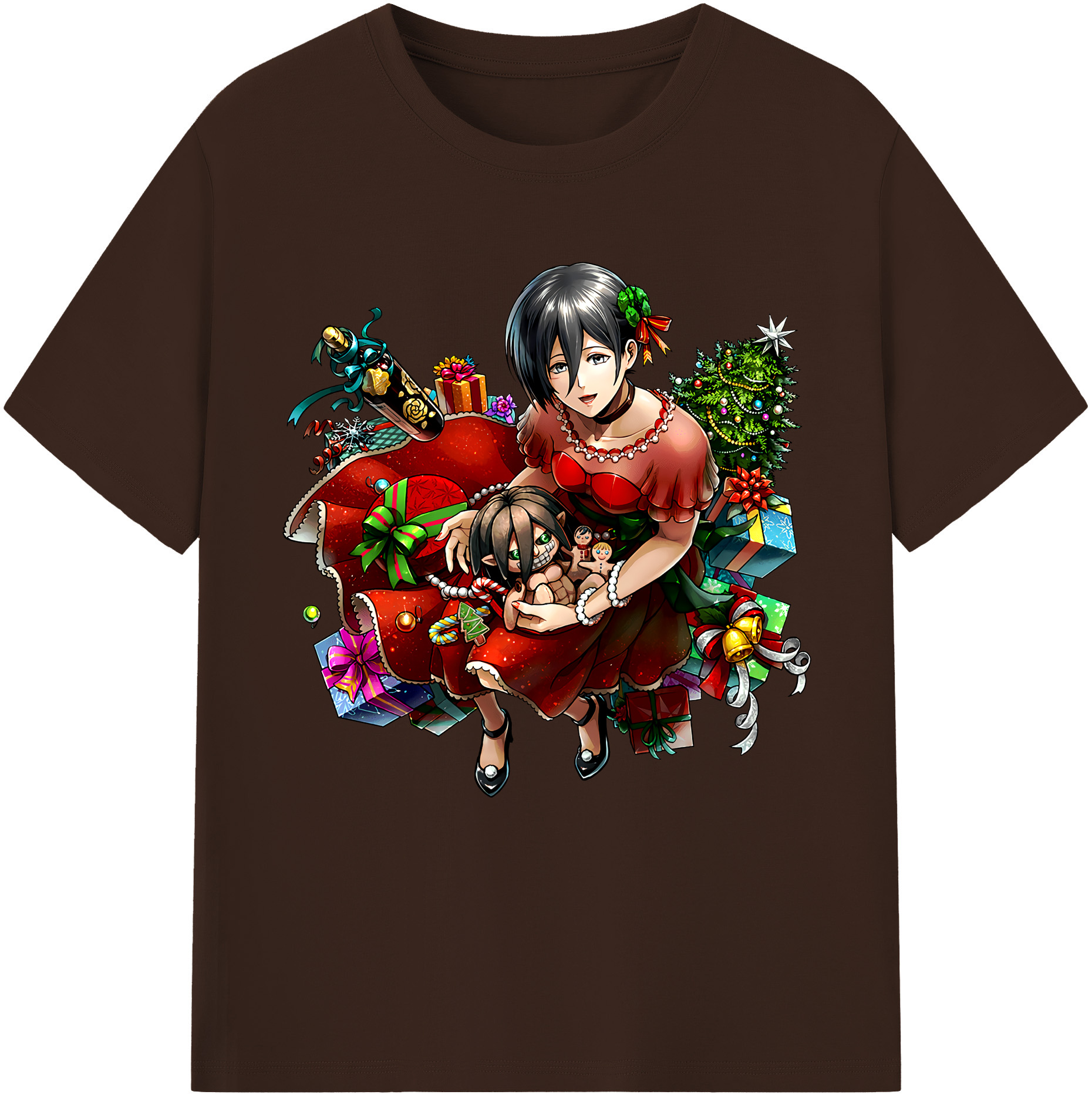 （画像用） 進撃の巨人 ミカサ·アッカーマン Attack on Titan Mikasa Ackerman 綿100％半袖Tシャツ（フロントプリント）