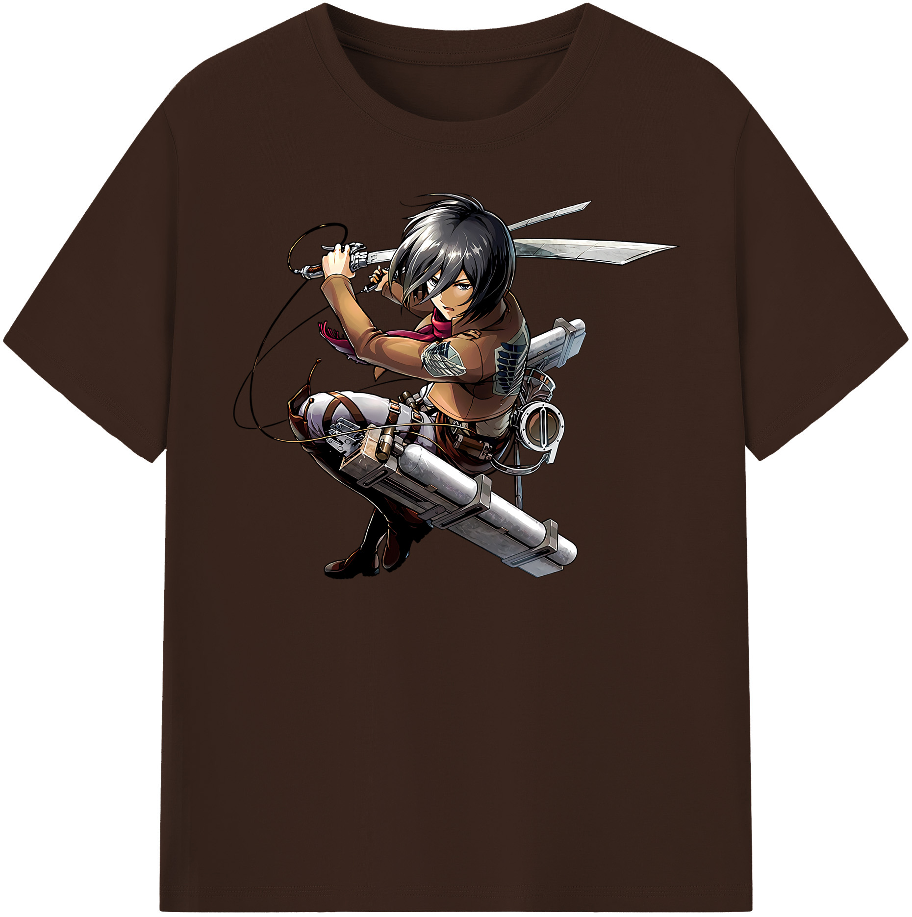 （画像用） 進撃の巨人 ミカサ·アッカーマン Attack on Titan Mikasa Ackerman 綿100％半袖Tシャツ（フロントプリント）