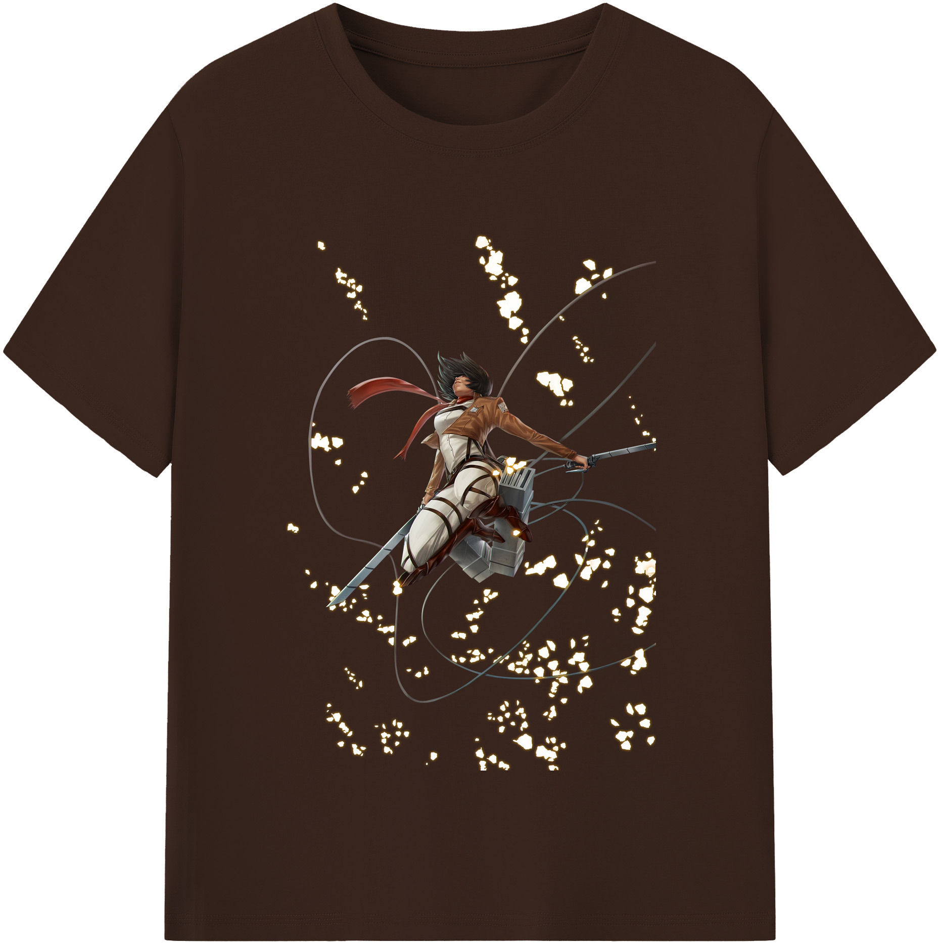 （画像用） 進撃の巨人 ミカサ·アッカーマン Attack on Titan Mikasa Ackerman 綿100％半袖Tシャツ（フロントプリント）
