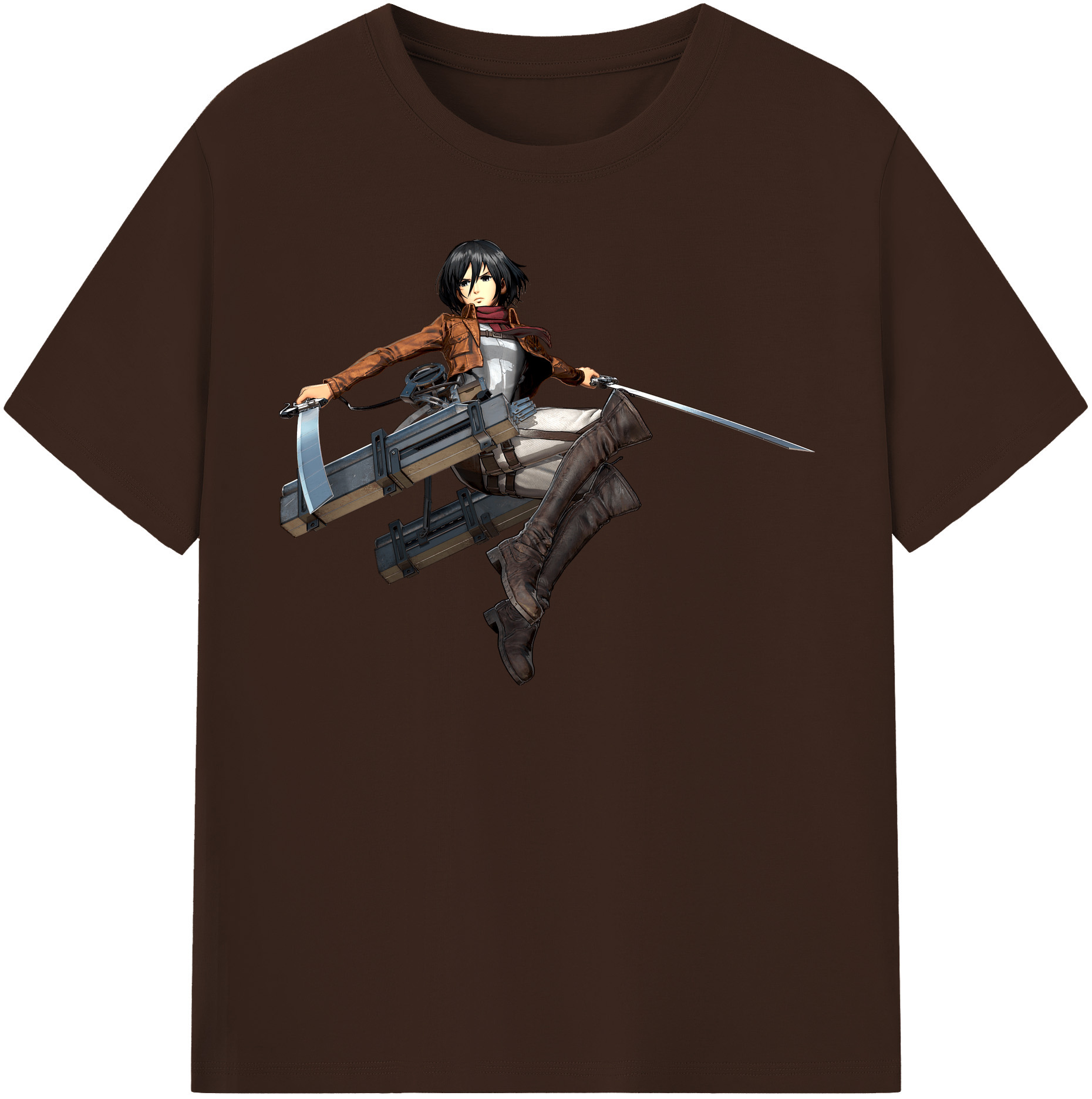 （画像用） 進撃の巨人 ミカサ·アッカーマン Attack on Titan Mikasa Ackerman 綿100％半袖Tシャツ（フロントプリント）