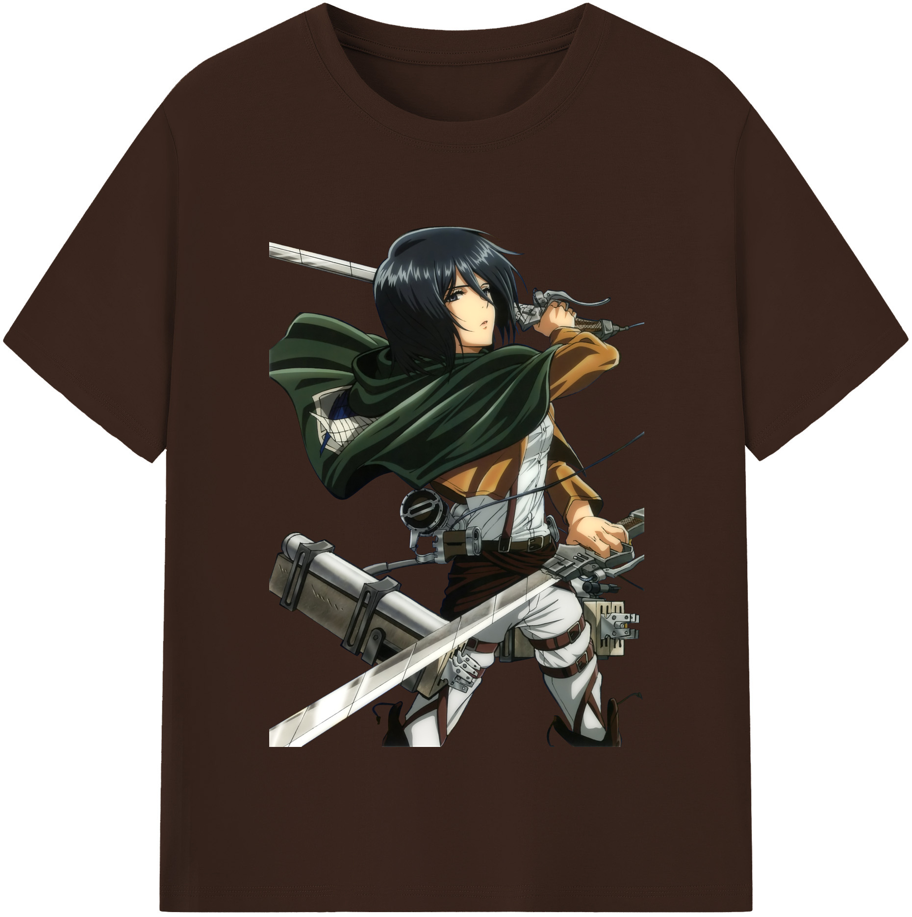 （画像用） 進撃の巨人 ミカサ·アッカーマン Attack on Titan Mikasa Ackerman 綿100％半袖Tシャツ（フロントプリント）