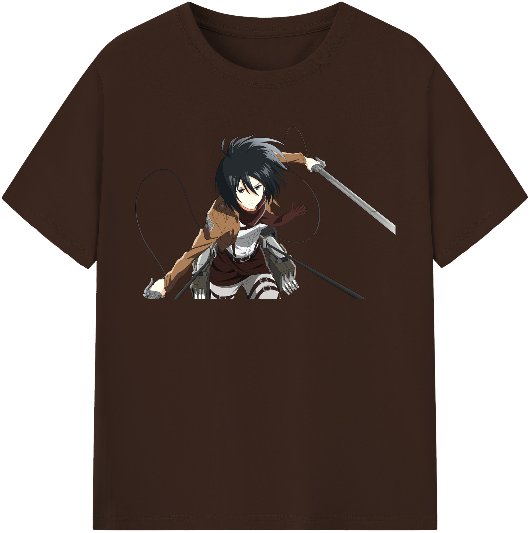 （画像用） 進撃の巨人 ミカサ·アッカーマン Attack on Titan Mikasa Ackerman 綿100％半袖Tシャツ（フロントプリント）