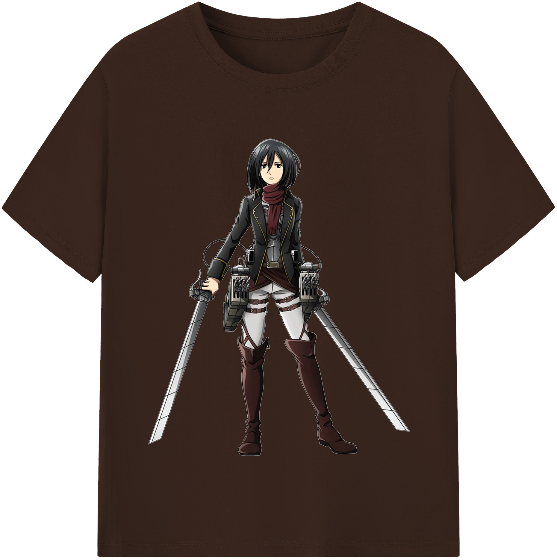 （画像用） 進撃の巨人 ミカサ·アッカーマン Attack on Titan Mikasa Ackerman 綿100％半袖Tシャツ（フロントプリント）