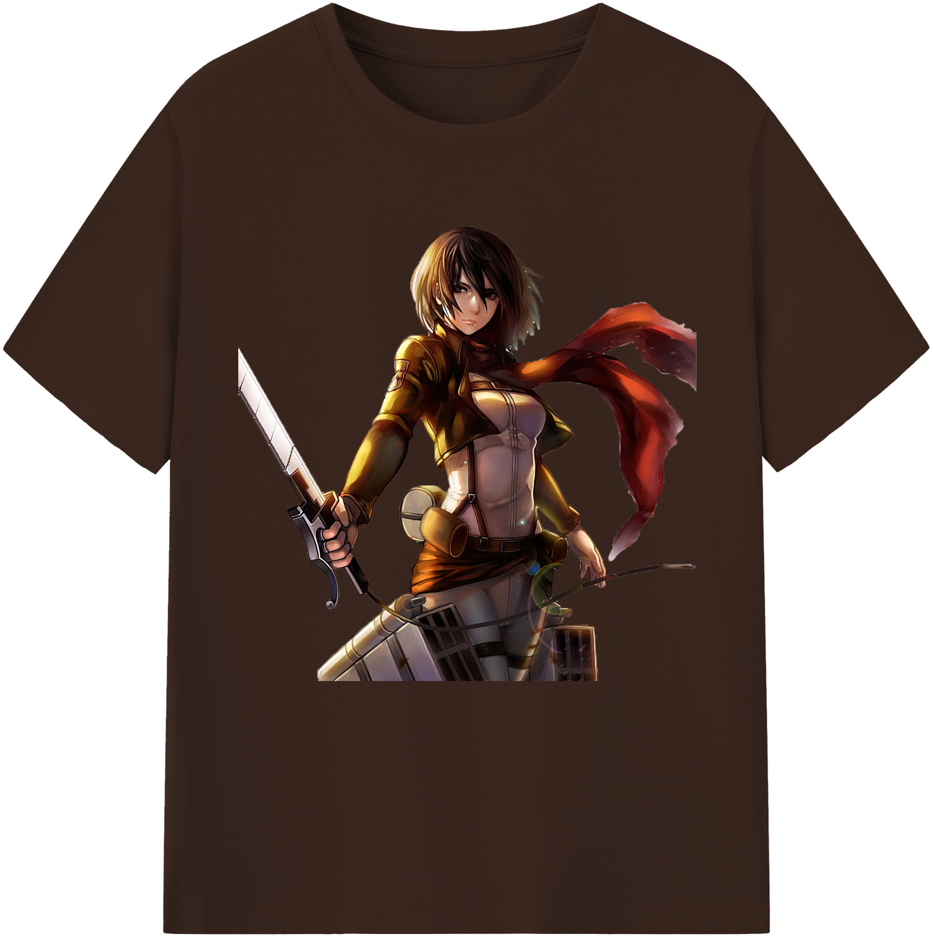 （画像用） 進撃の巨人 ミカサ·アッカーマン Attack on Titan Mikasa Ackerman 綿100％半袖Tシャツ（フロントプリント）