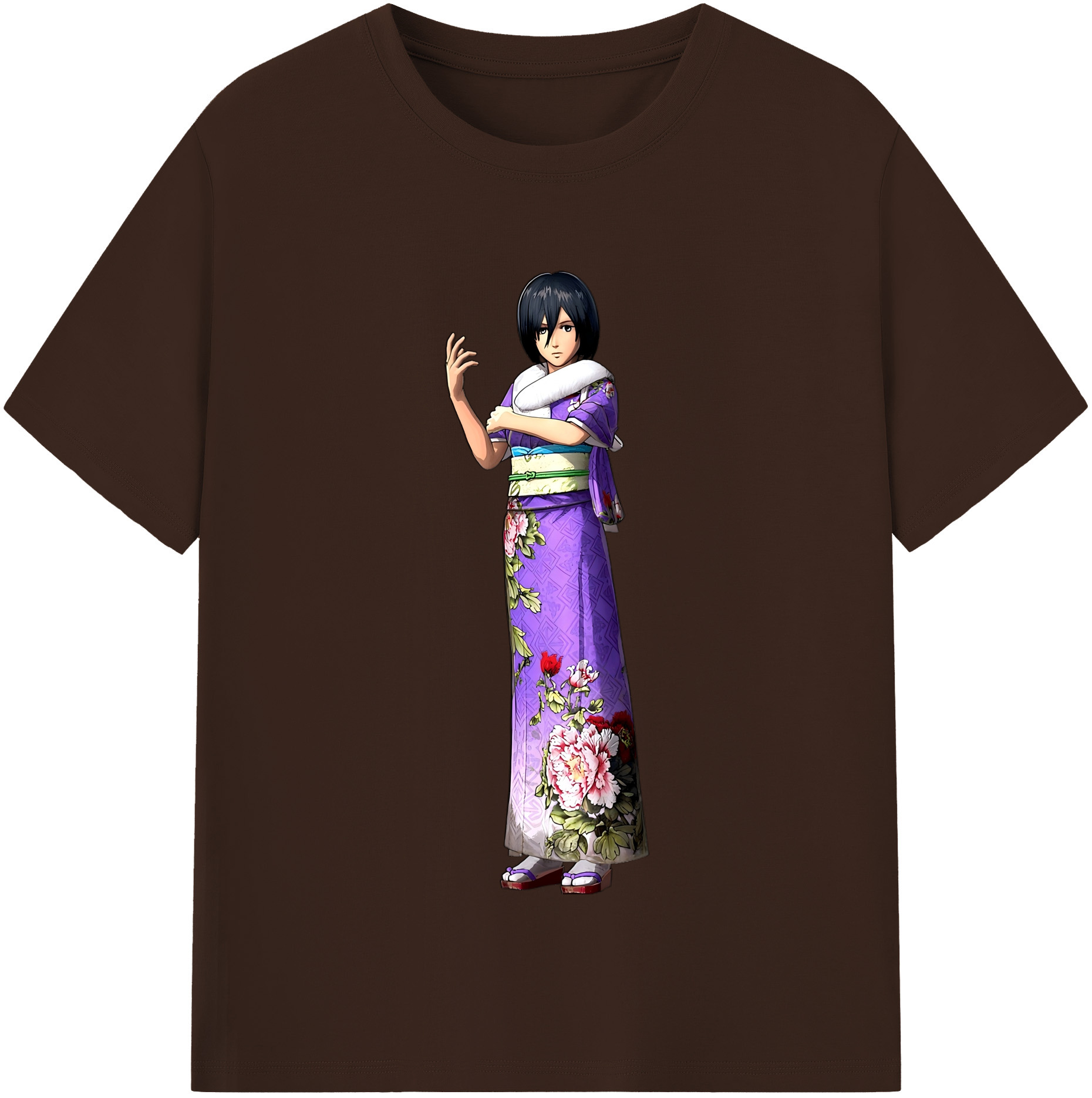 （画像用） 進撃の巨人 ミカサ·アッカーマン Attack on Titan Mikasa Ackerman 綿100％半袖Tシャツ（フロントプリント）