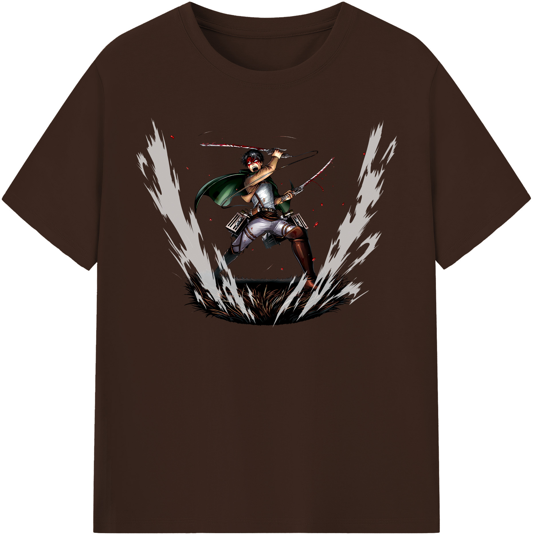 （画像用） 進撃の巨人 リヴァイ·アッカーマン Attack on Titan Levi Ackerman 綿100％半袖Tシャツ（フロントプリント）