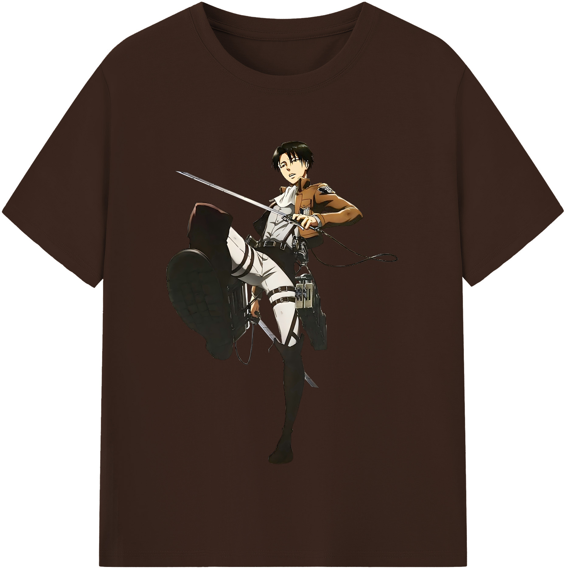 （画像用） 進撃の巨人 リヴァイ·アッカーマン Attack on Titan Levi Ackerman 綿100％半袖Tシャツ（フロントプリント）