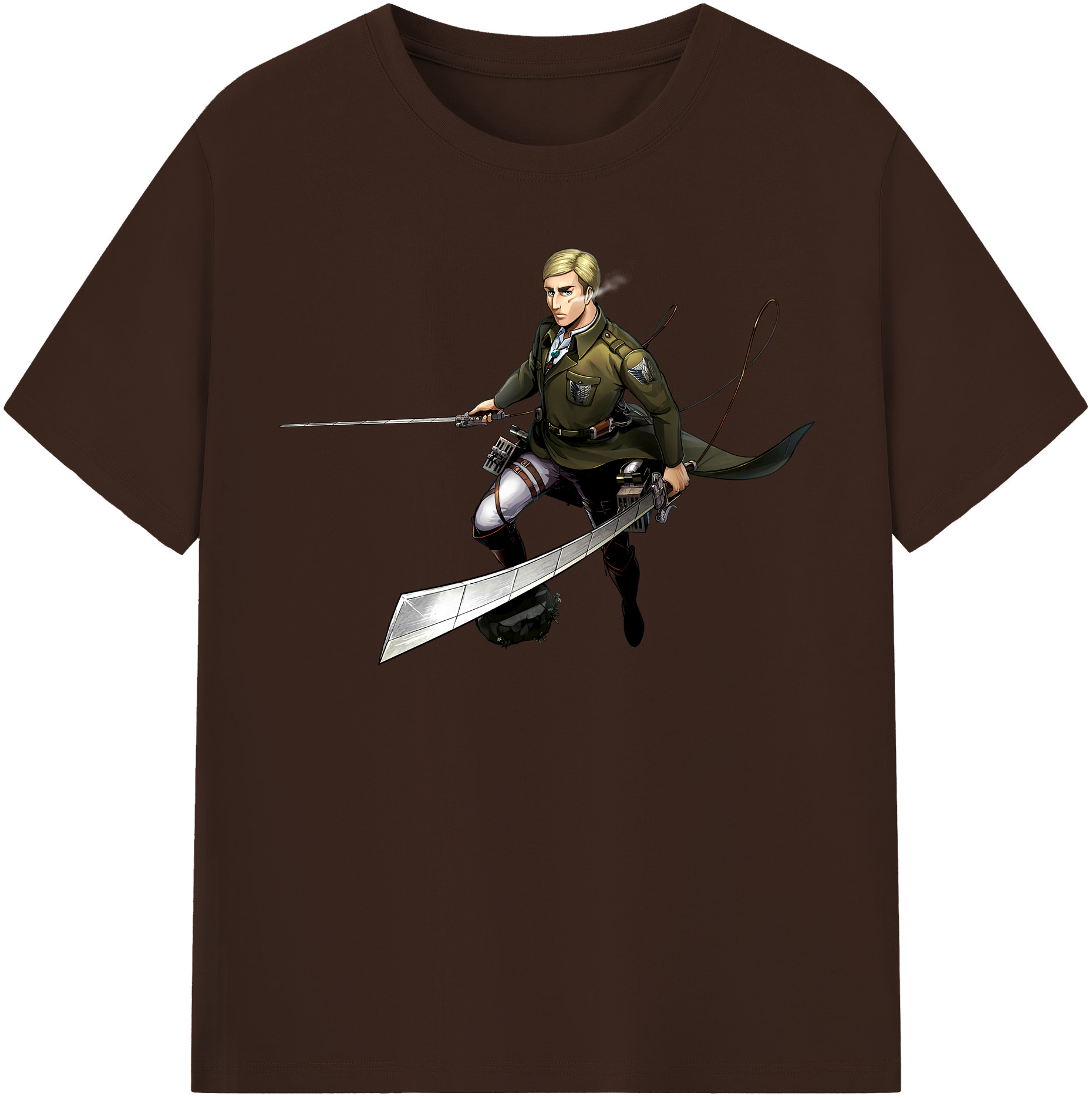 （画像用） 進撃の巨人 エルヴィン・スミス Attack on Titan Erwin Smith 綿100％半袖Tシャツ（フロントプリント）
