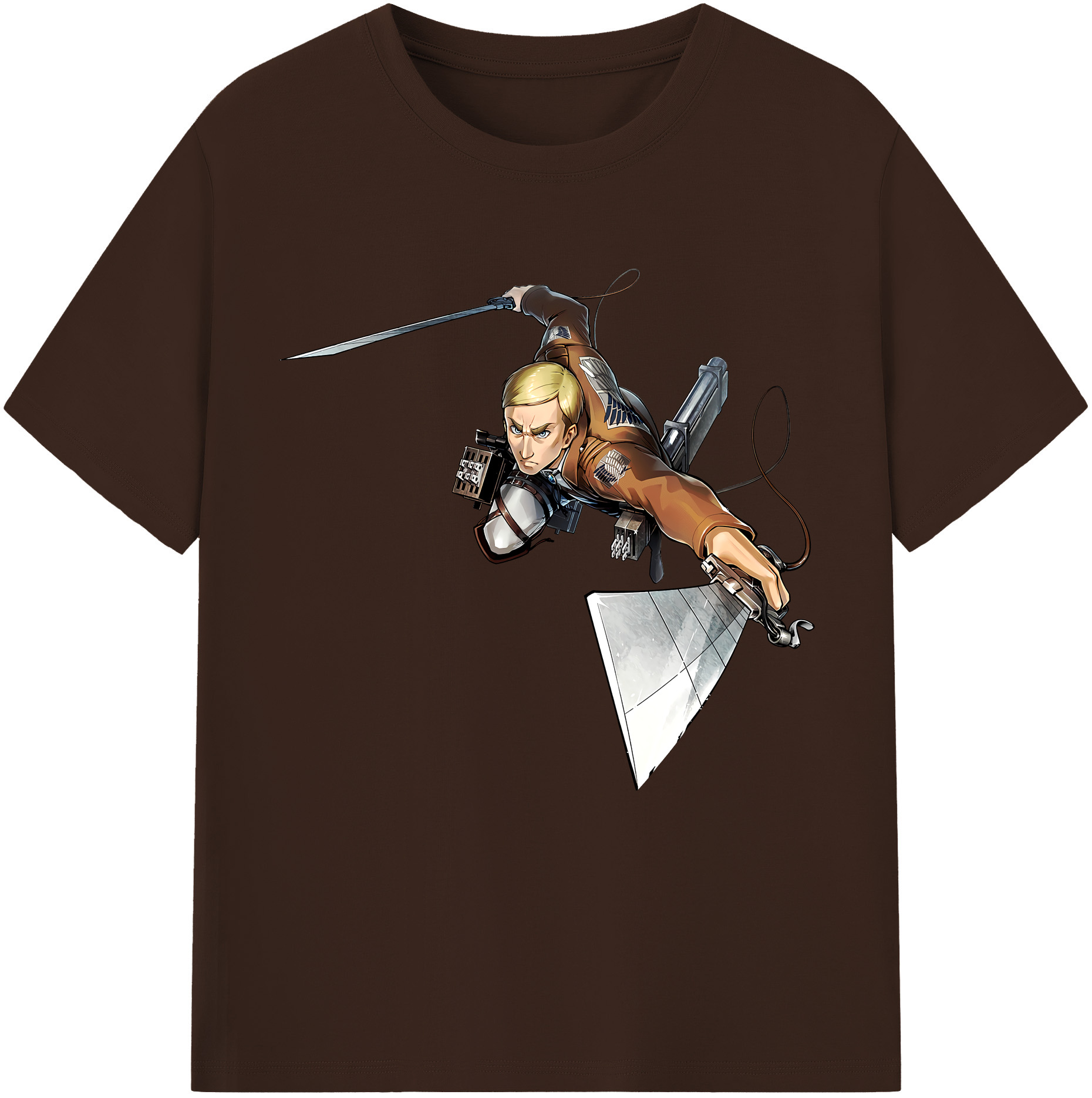 （画像用） 進撃の巨人 エルヴィン・スミス Attack on Titan Erwin Smith 綿100％半袖Tシャツ（フロントプリント）