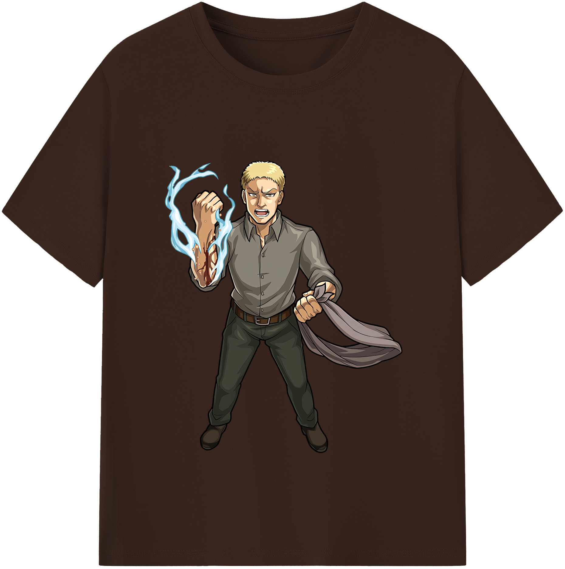 （画像用） 進撃の巨人 ライナー・ブラウン Attack on Titan Reiner Braun 綿100％半袖Tシャツ（フロントプリント）