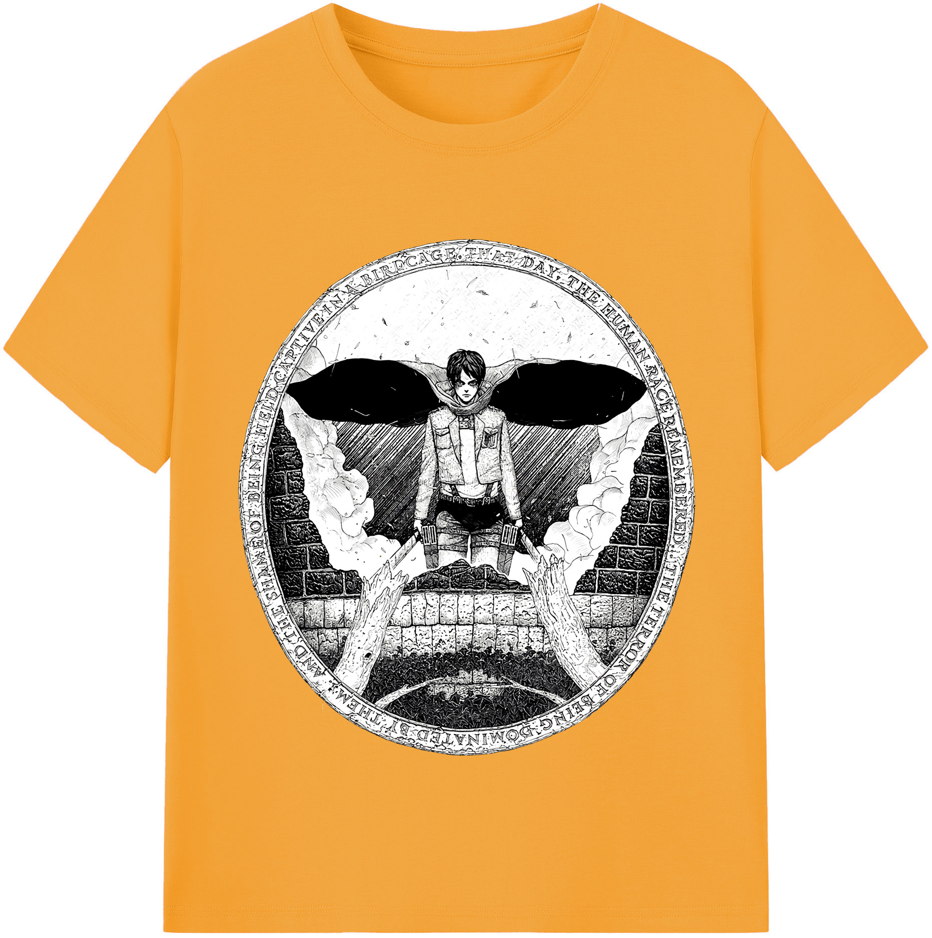 （画像用） 進撃の巨人 エレン･イェーガー Attack on Titan Eren Jäger 綿100％半袖Tシャツ（フロントプリント）