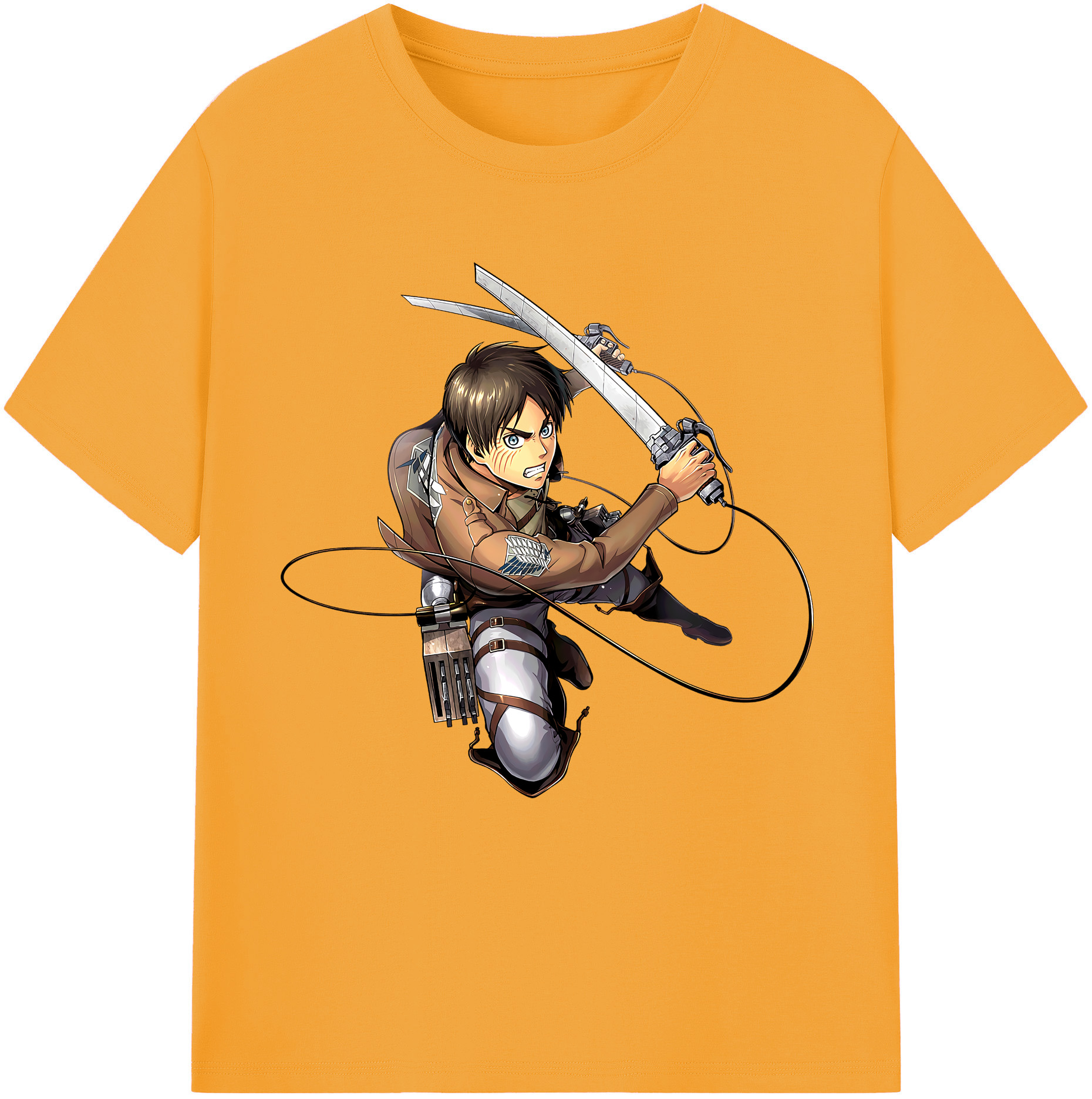 （画像用） 進撃の巨人 エレン･イェーガー Attack on Titan Eren Jäger 綿100％半袖Tシャツ（フロントプリント）