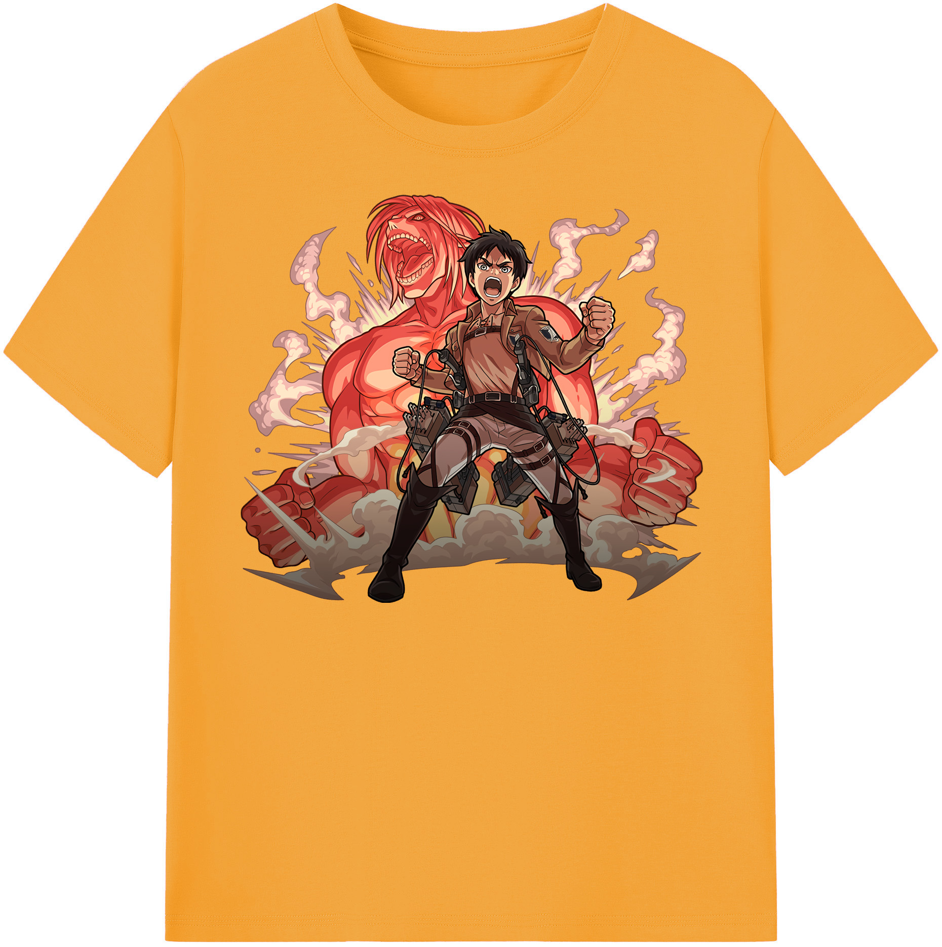 （画像用） 進撃の巨人 エレン･イェーガー Attack on Titan Eren Jäger 綿100％半袖Tシャツ（フロントプリント）