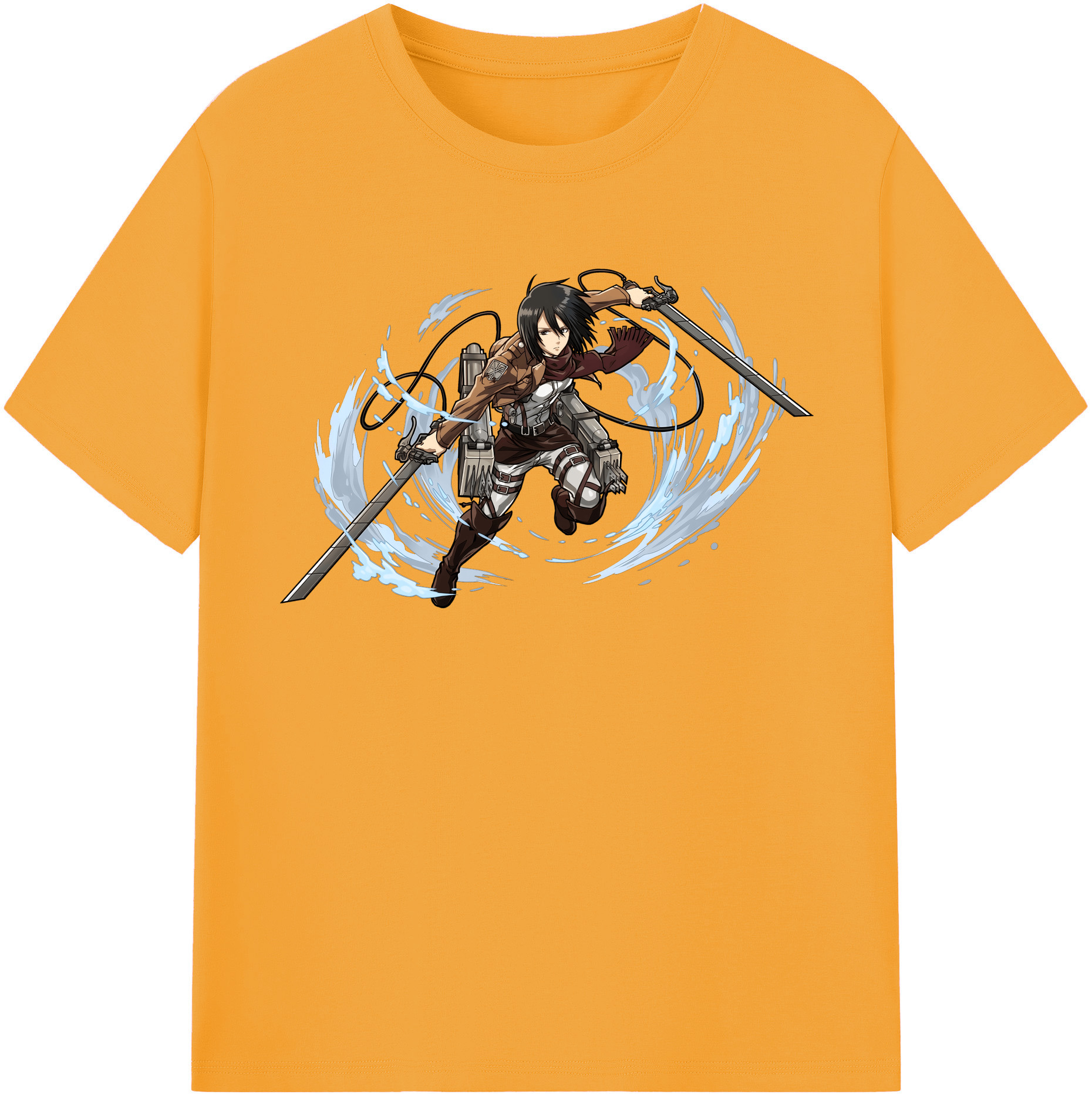 （画像用） 進撃の巨人 ミカサ·アッカーマン Attack on Titan Mikasa Ackerman 綿100％半袖Tシャツ（フロントプリント）