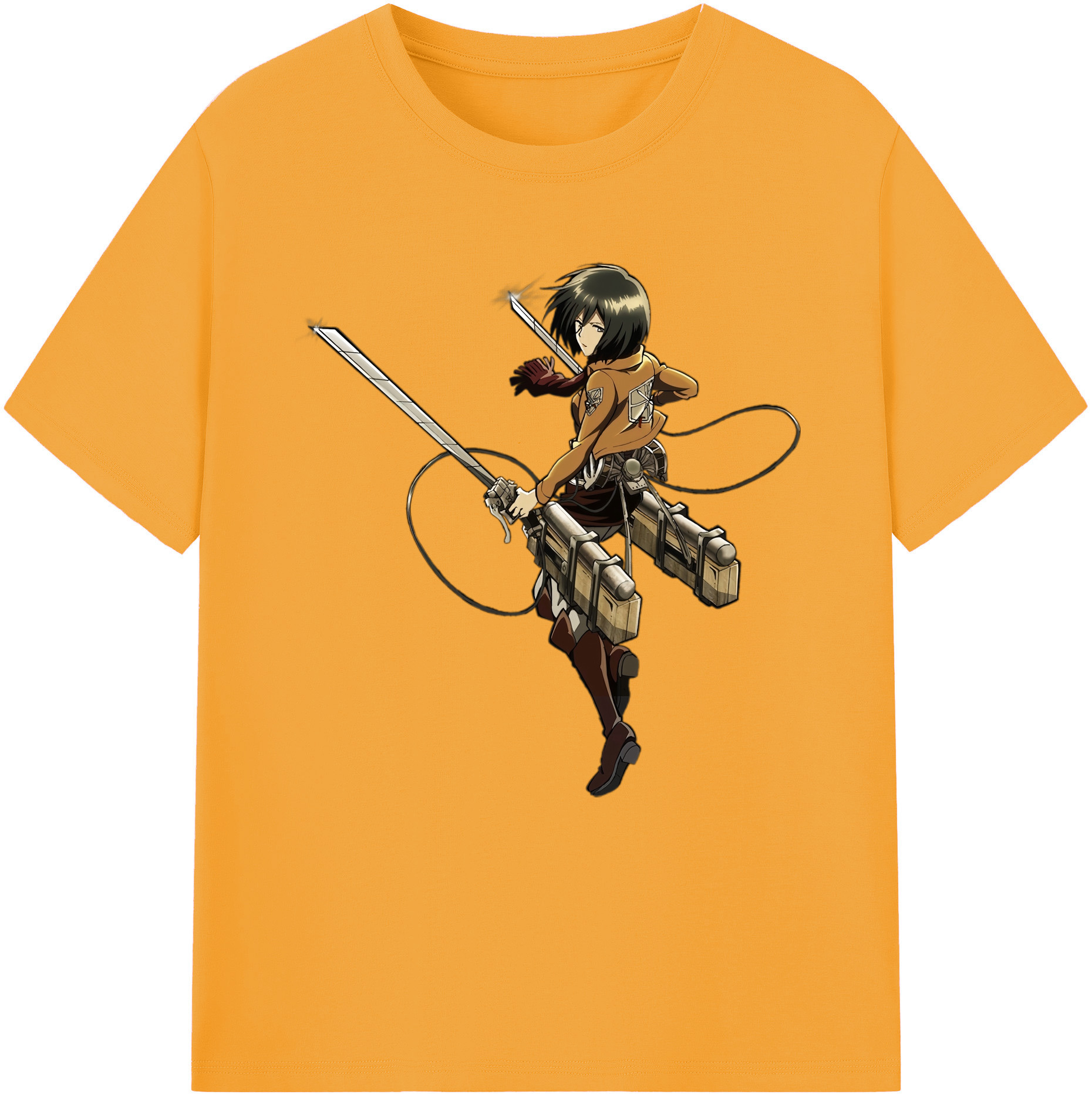 （画像用） 進撃の巨人 ミカサ·アッカーマン Attack on Titan Mikasa Ackerman 綿100％半袖Tシャツ（フロントプリント）