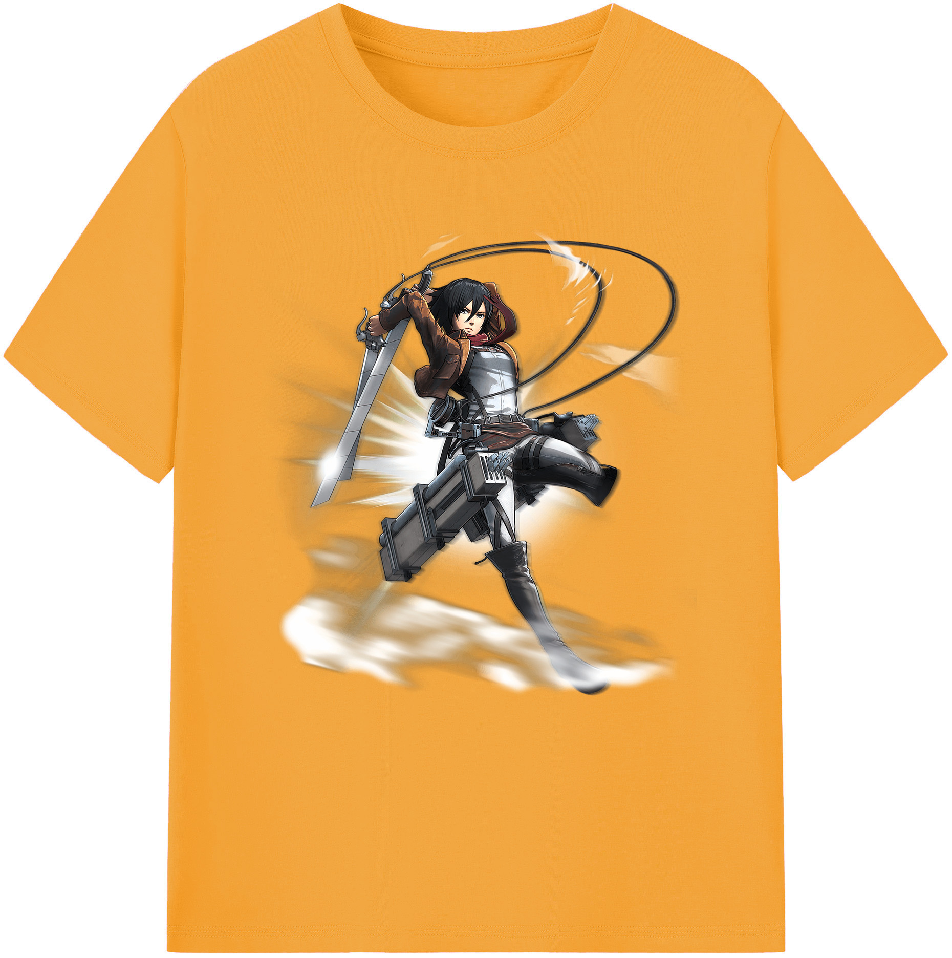 （画像用） 進撃の巨人 ミカサ·アッカーマン Attack on Titan Mikasa Ackerman 綿100％半袖Tシャツ（フロントプリント）