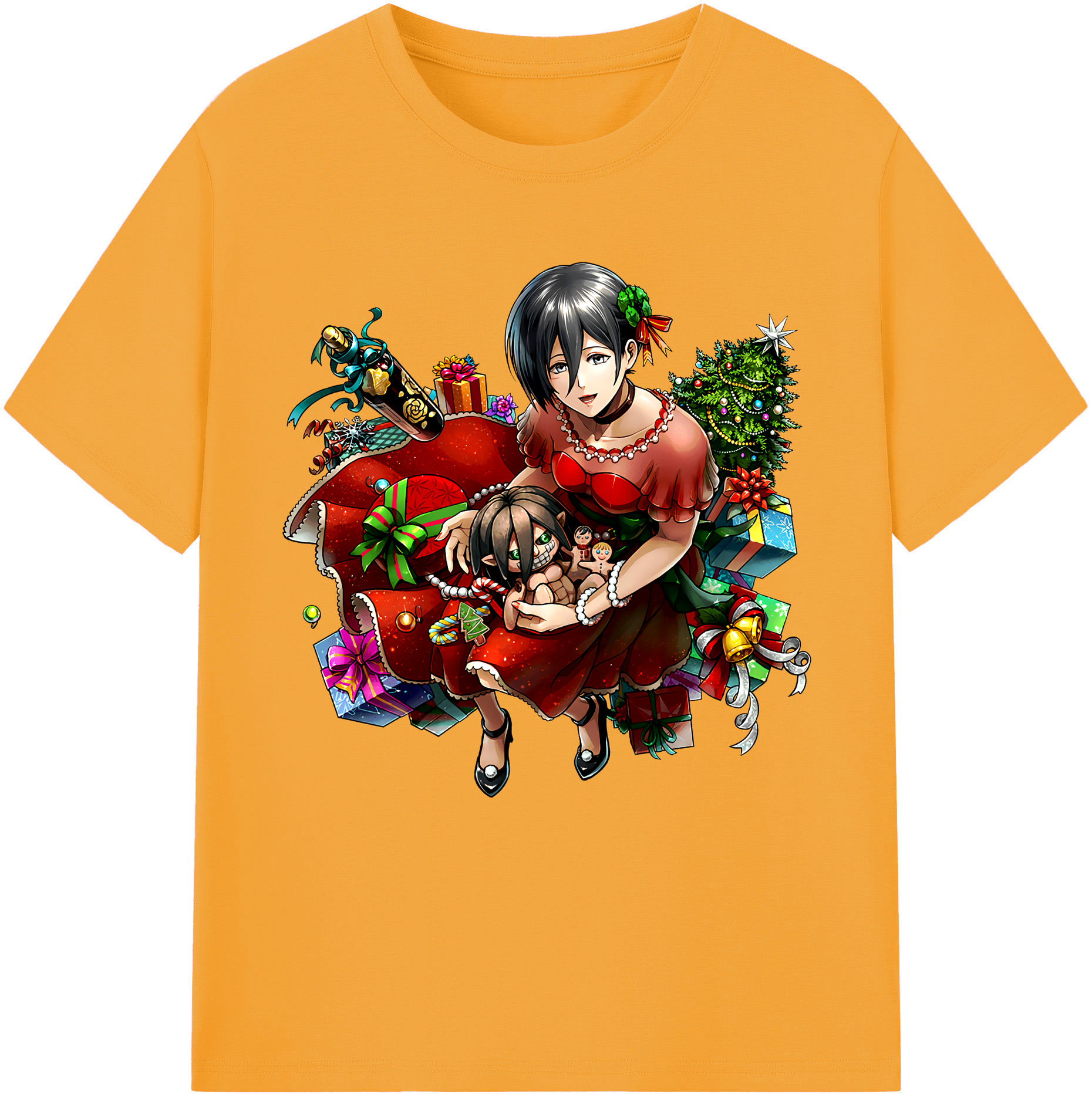 （画像用） 進撃の巨人 ミカサ·アッカーマン Attack on Titan Mikasa Ackerman 綿100％半袖Tシャツ（フロントプリント）