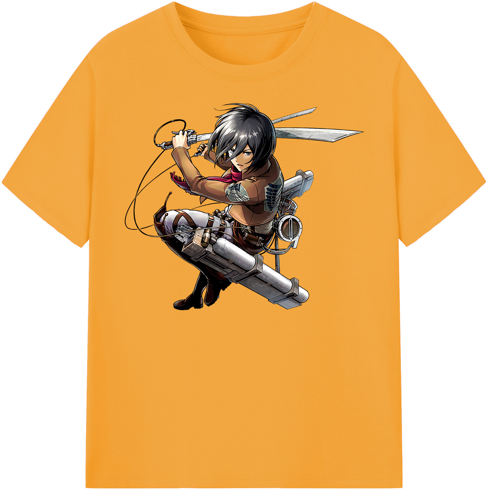 （画像用） 進撃の巨人 ミカサ·アッカーマン Attack on Titan Mikasa Ackerman 綿100％半袖Tシャツ（フロントプリント）