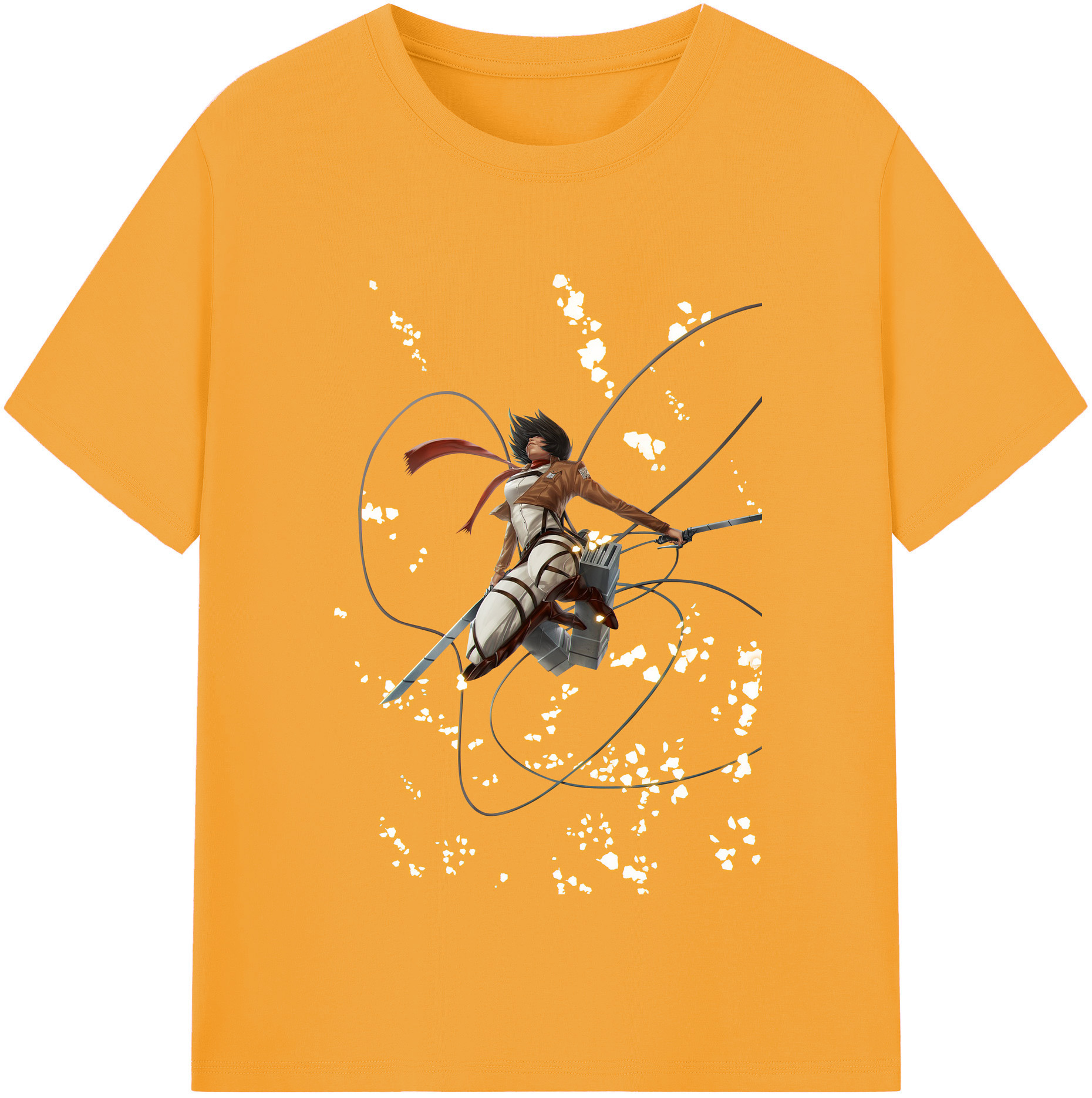 （画像用） 進撃の巨人 ミカサ·アッカーマン Attack on Titan Mikasa Ackerman 綿100％半袖Tシャツ（フロントプリント）