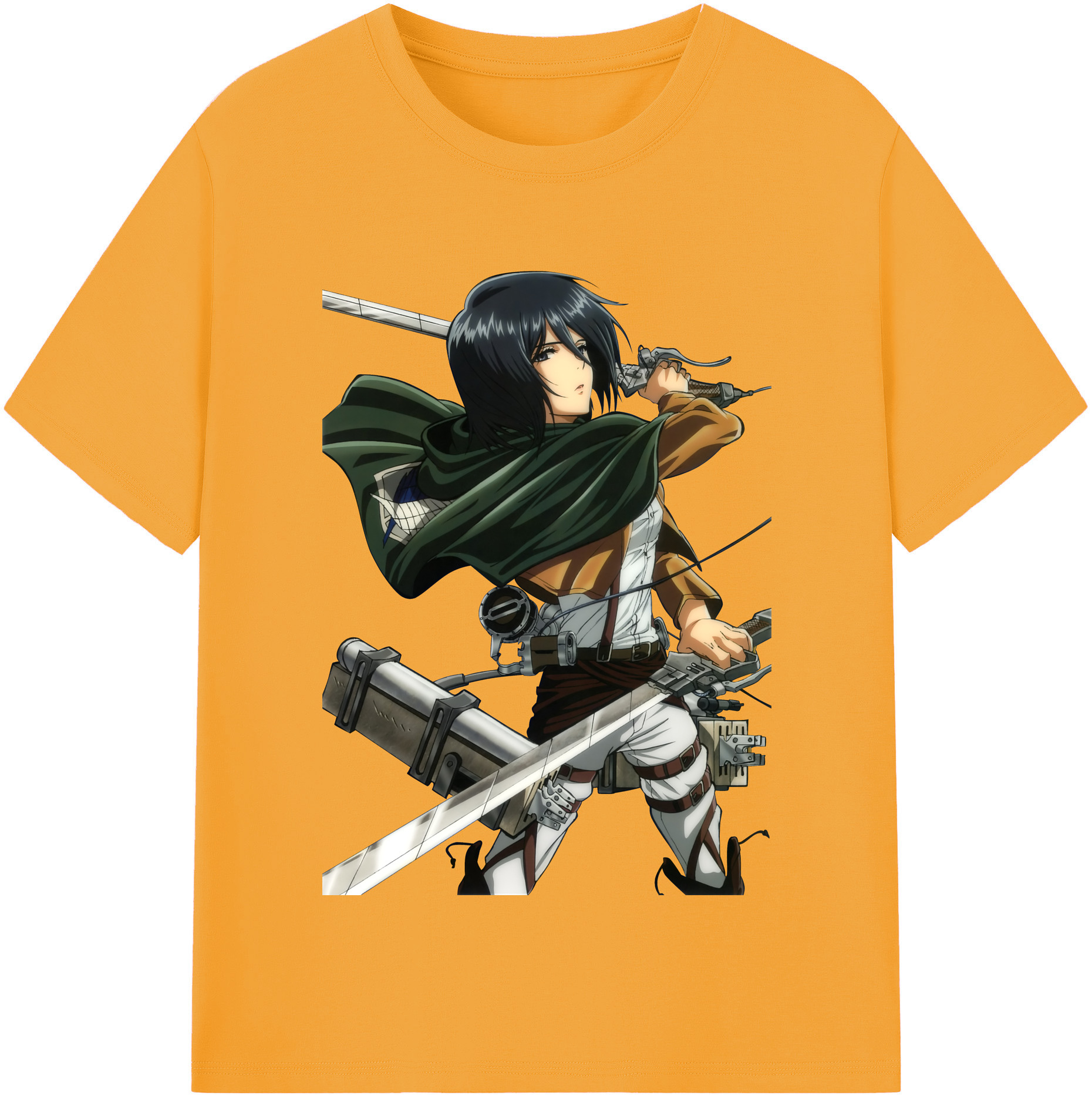 （画像用） 進撃の巨人 ミカサ·アッカーマン Attack on Titan Mikasa Ackerman 綿100％半袖Tシャツ（フロントプリント）