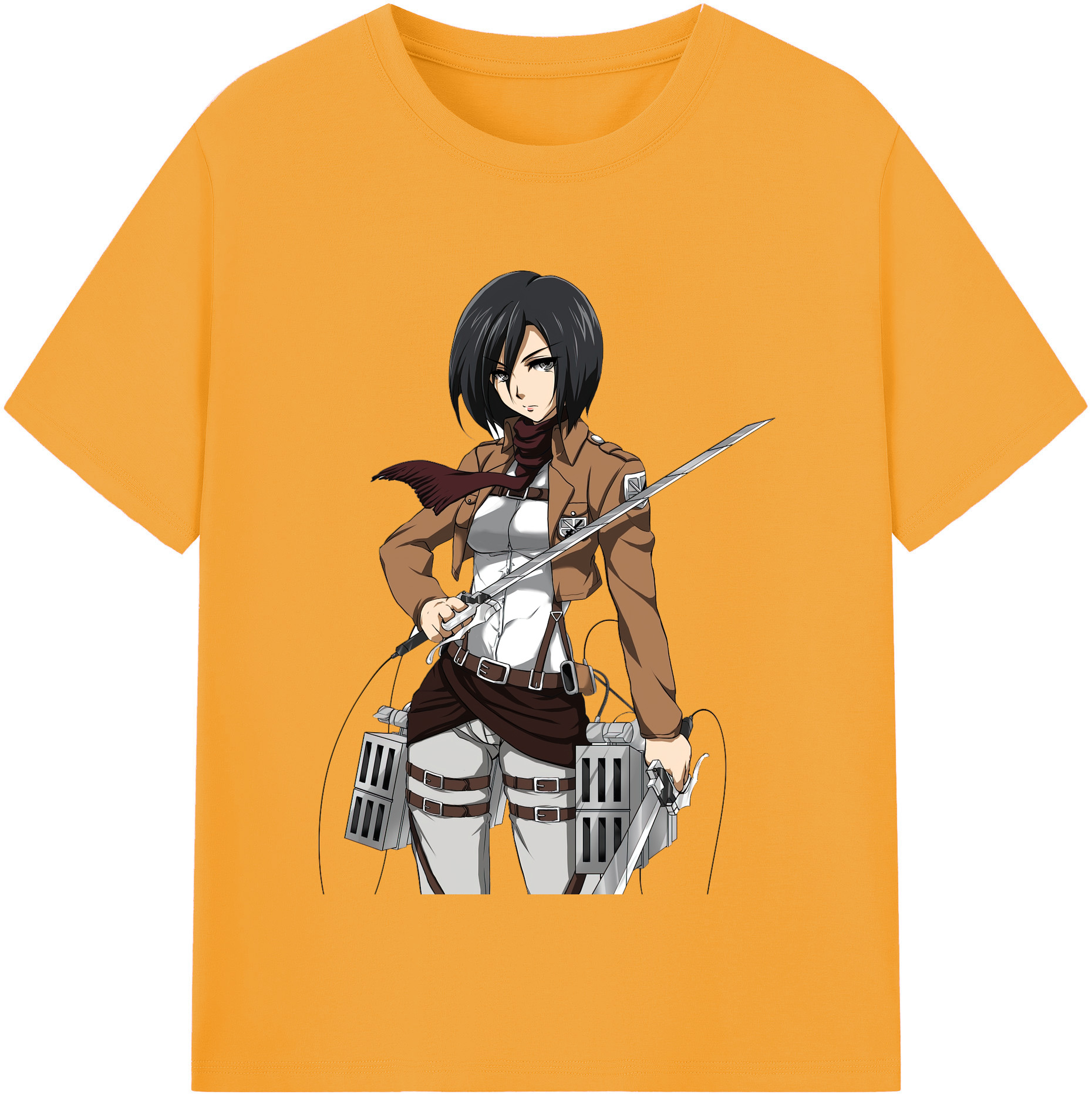 （画像用） 進撃の巨人 ミカサ·アッカーマン Attack on Titan Mikasa Ackerman 綿100％半袖Tシャツ（フロントプリント）