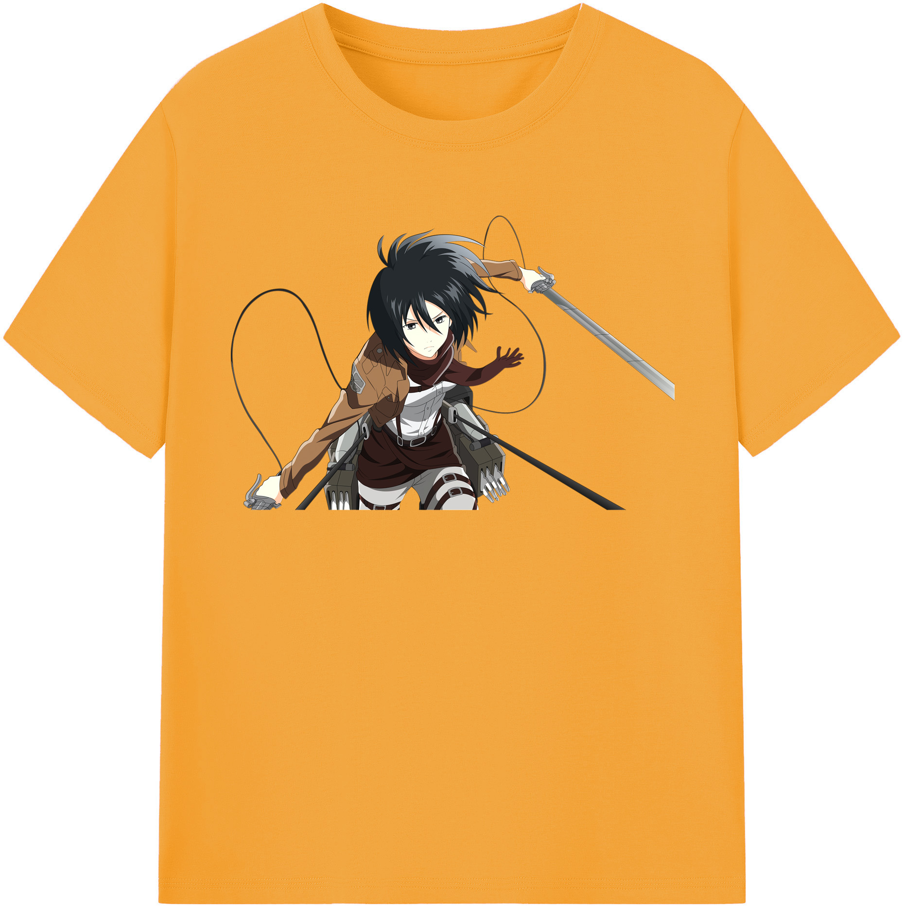 （画像用） 進撃の巨人 ミカサ·アッカーマン Attack on Titan Mikasa Ackerman 綿100％半袖Tシャツ（フロントプリント）